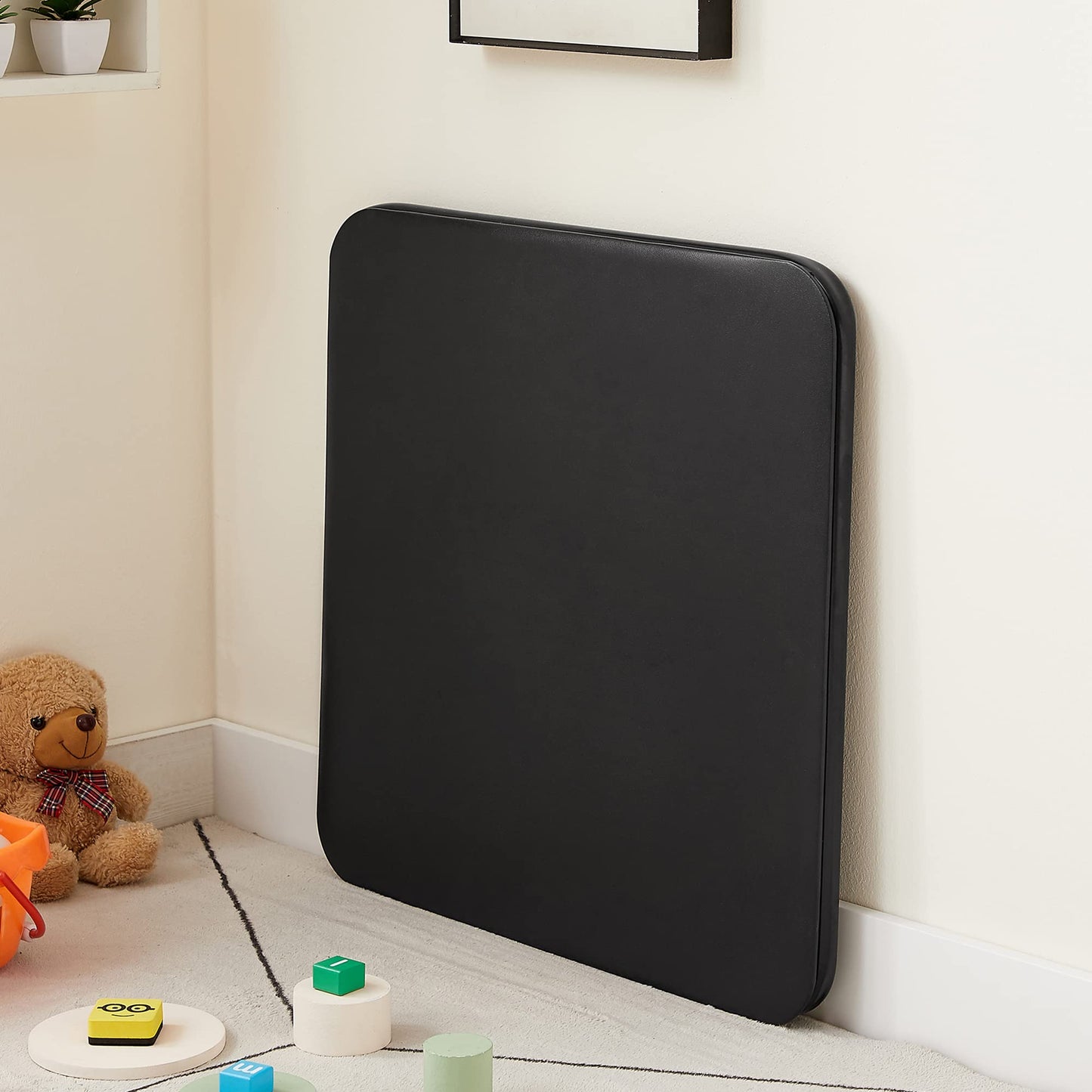 VECELO 24'' Kids Folding Activity Card Table, with Soft Padded Tabletop, 1 Piece, Matte Black