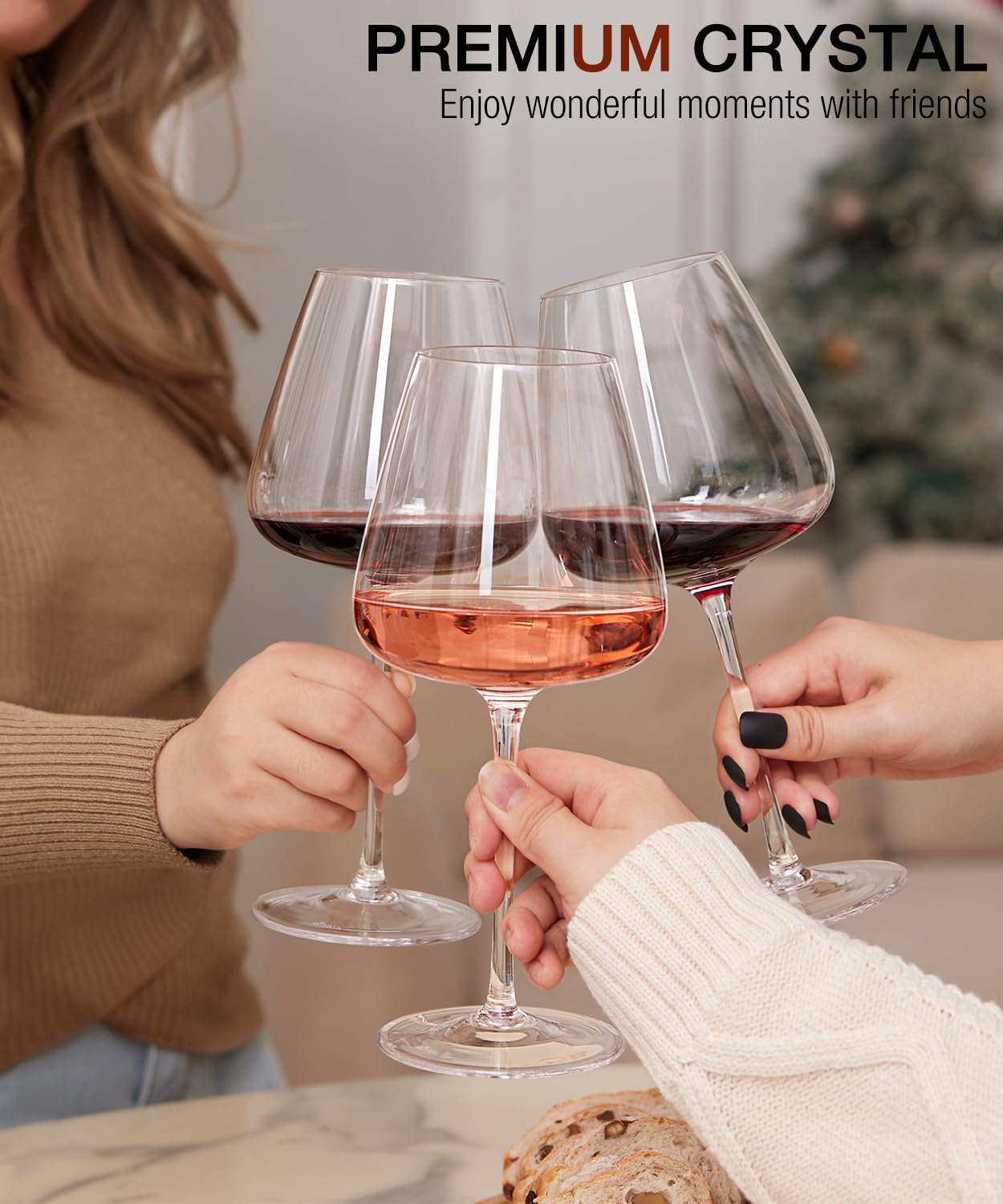 OJA Red Wine Glasses Set of 4, Large Burgundy Glasses 23 OZ, Hand Blown Crystal Glass Light, Clear, Best for Wine tasting, Birthday, Christmas, Anniversary, Father's Day