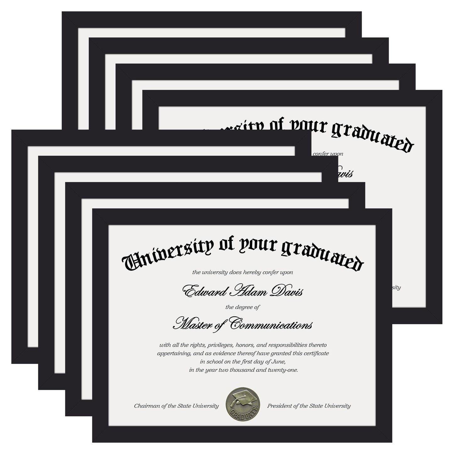 upsimples Certificate Frame with Clear Plexiglass, 8.5 by 11 Picture Diploma Document Degree Frame for Wall and Tabletop, Black, 8 Pack