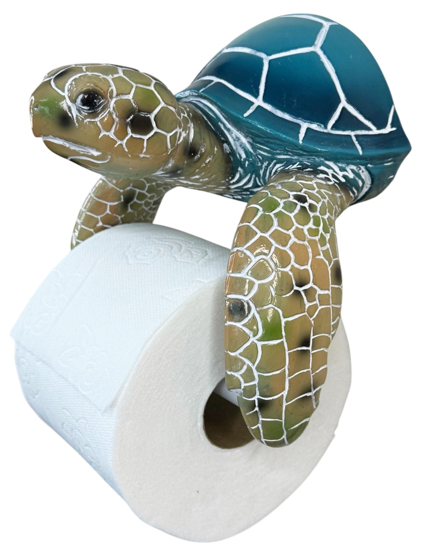 Sea Turtle Wall Mount Toilet Paper Roll Holder Premium Bright Glossy Colorful Finsh - Nautical Coastal Bathroom Decor
