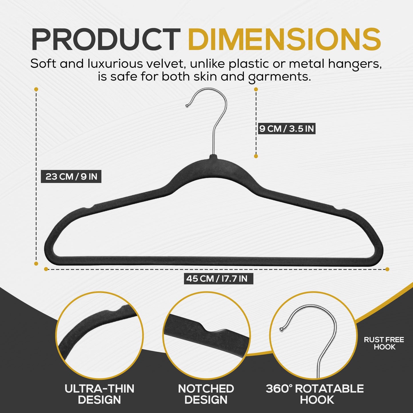 Techzoo Premium Velvet Hangers 30 Pack Ultra Thin Non Slip Adult Felt Space Saving Suit Hanger for Closet Heavy Duty Coat Pants Jackets Dress Hangers 360° Swivel Hook Hold Upto 10 lbs Black