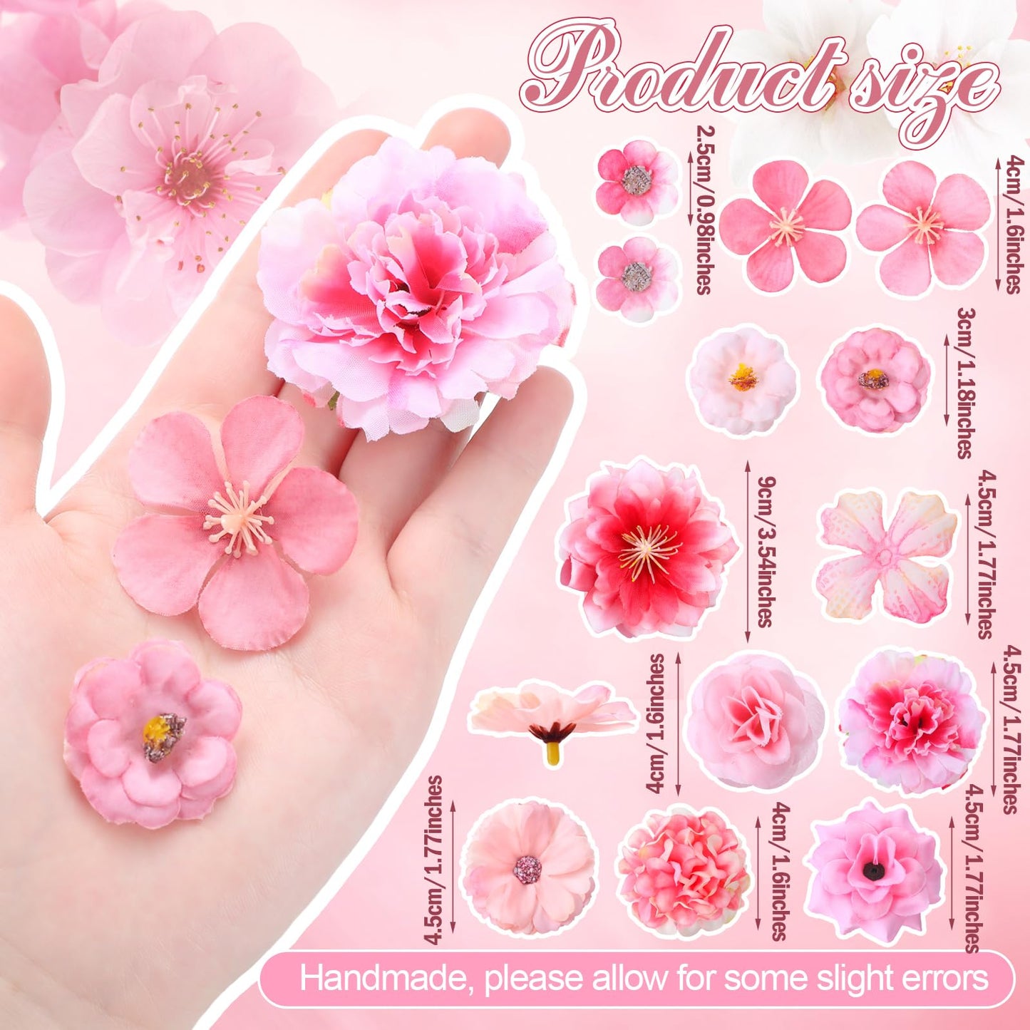 Geosar 120 Pcs Artificial Flowers Bulk Mini Silk Flower for Crafts Fake Small Flowers Heads Floral Arrangement Decor for Spring DIY Wreath Wedding Bouquet Decoration(Pink,Cozy Style)