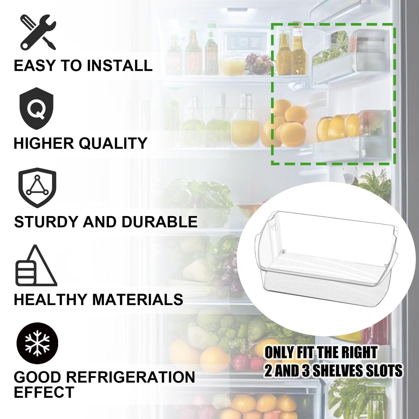 UPGRADED 242079701 Refrigerator Door Bin Compatible with 242011501 Door Bin Replacement Parts 242011504 242011503 AP5270343 EAP3497801 LGHD2369TF FGHB2868TF FFHB2750TS Door Bin by Sikawai