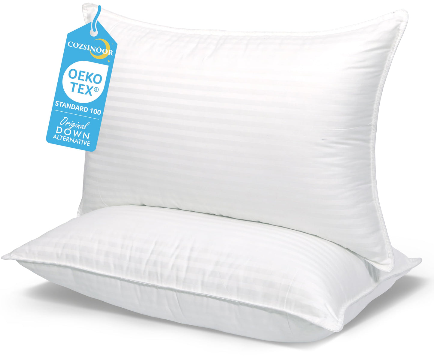 COZSINOOR Bed Pillows for Sleeping Queen Size - Hotel Quality Set of 2 - Breathable Cooling Down Alternative Microfiber Filled for Back, Stomach, Side Sleepers Skin-Friendly