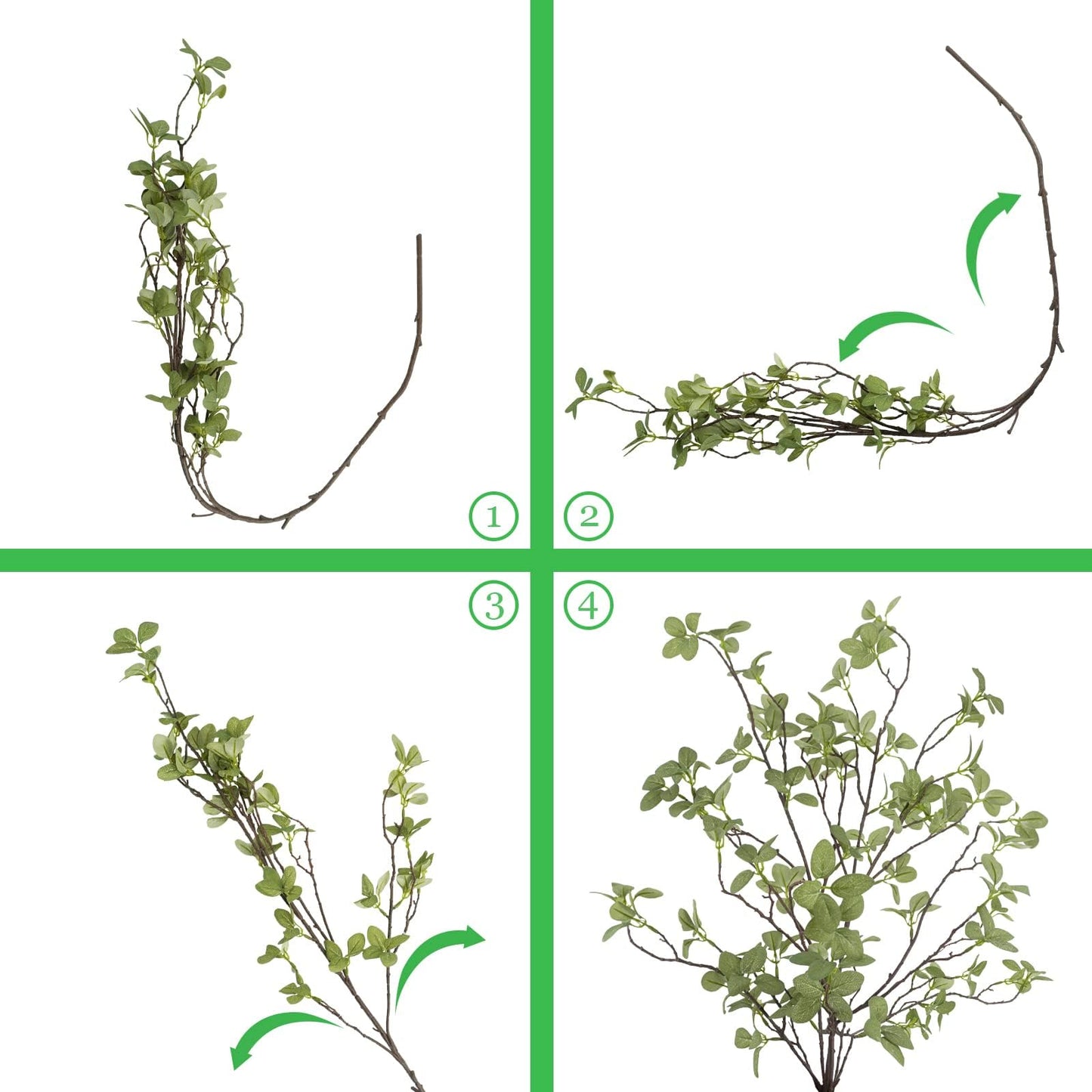 Ruidazon 6 pcs Artificial Greenery Stems, 41.3’’ Tall Fake Plants Branches Faux Greenery Ficus Twig Leaf for Home Garden Shop Office Desk Decoration