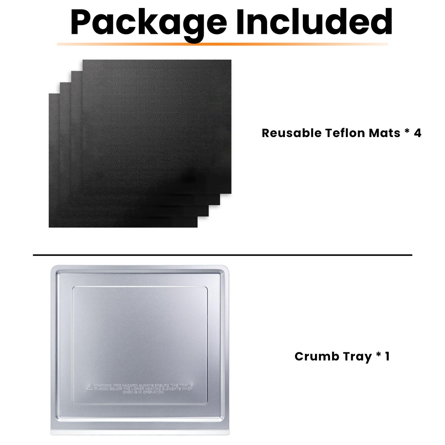 Crumb Tray Replacement for Ninja Foodi SP101 SP151 Air Fryer Oven with 4 Pcs Teflon Mats, Air Fryer Accessories for Ninja airfryer Flip Up Toaster Oven