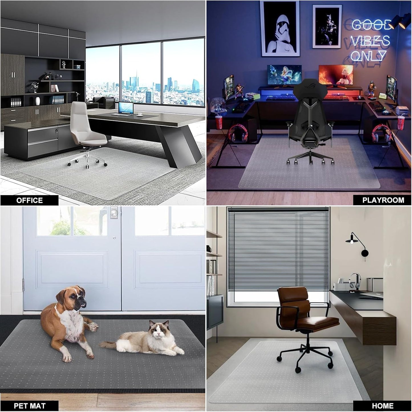Office Chair Mat for Carpet Floors, Desk Mats 47"X59" for Rolling Desk on Low Pile Carpets, Rectangle Computer Gaming Plastic Floor Mats for Office Chair on Carpet, Flat Without Curling
