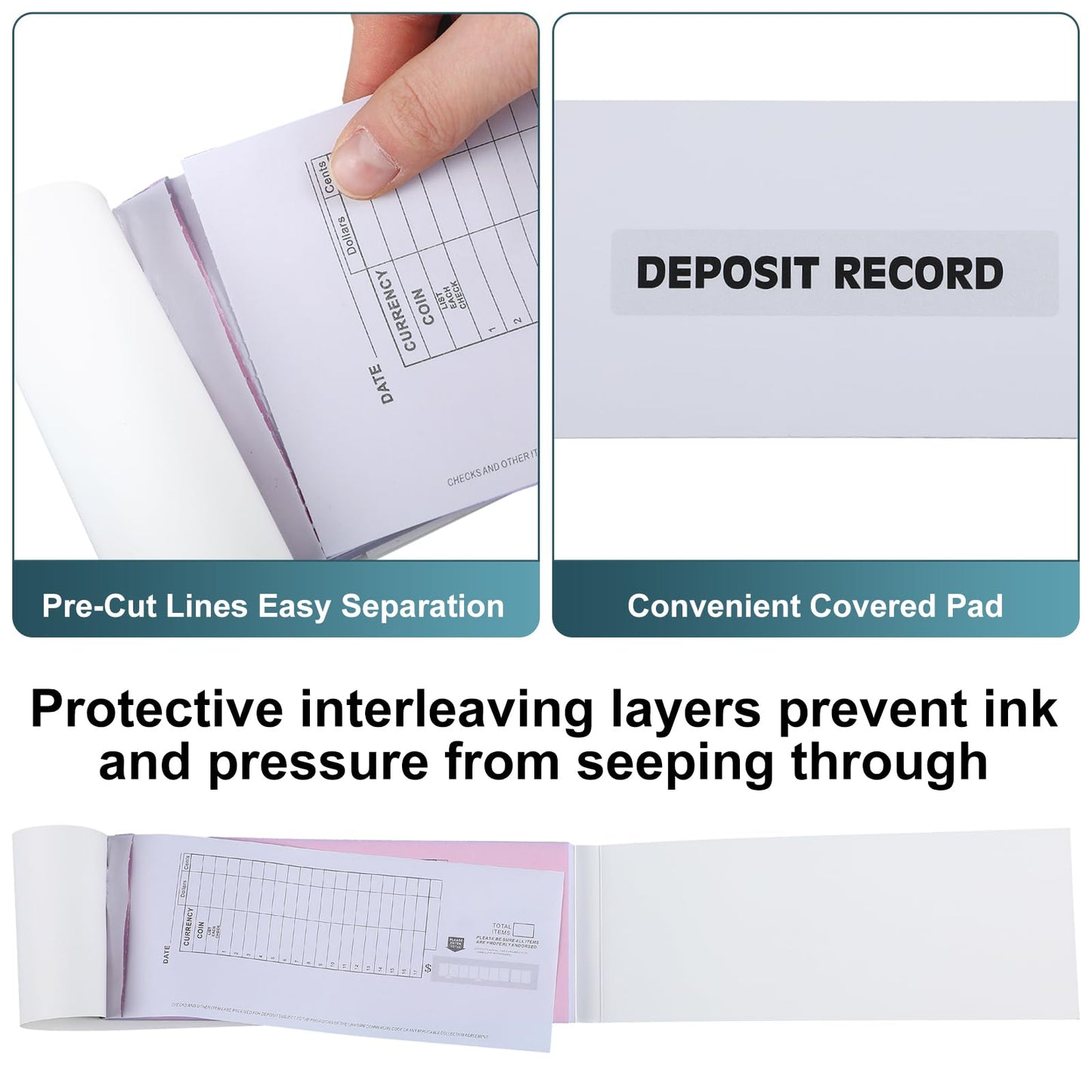 Gilprop 3 Pack 2-Part Booked Deposit Tickets 8 7/8" x 3 3/8" Carbonless White/Yellow 150 Deposit Slips Per Book Icr Scannable Design for Accurate Bank Processing