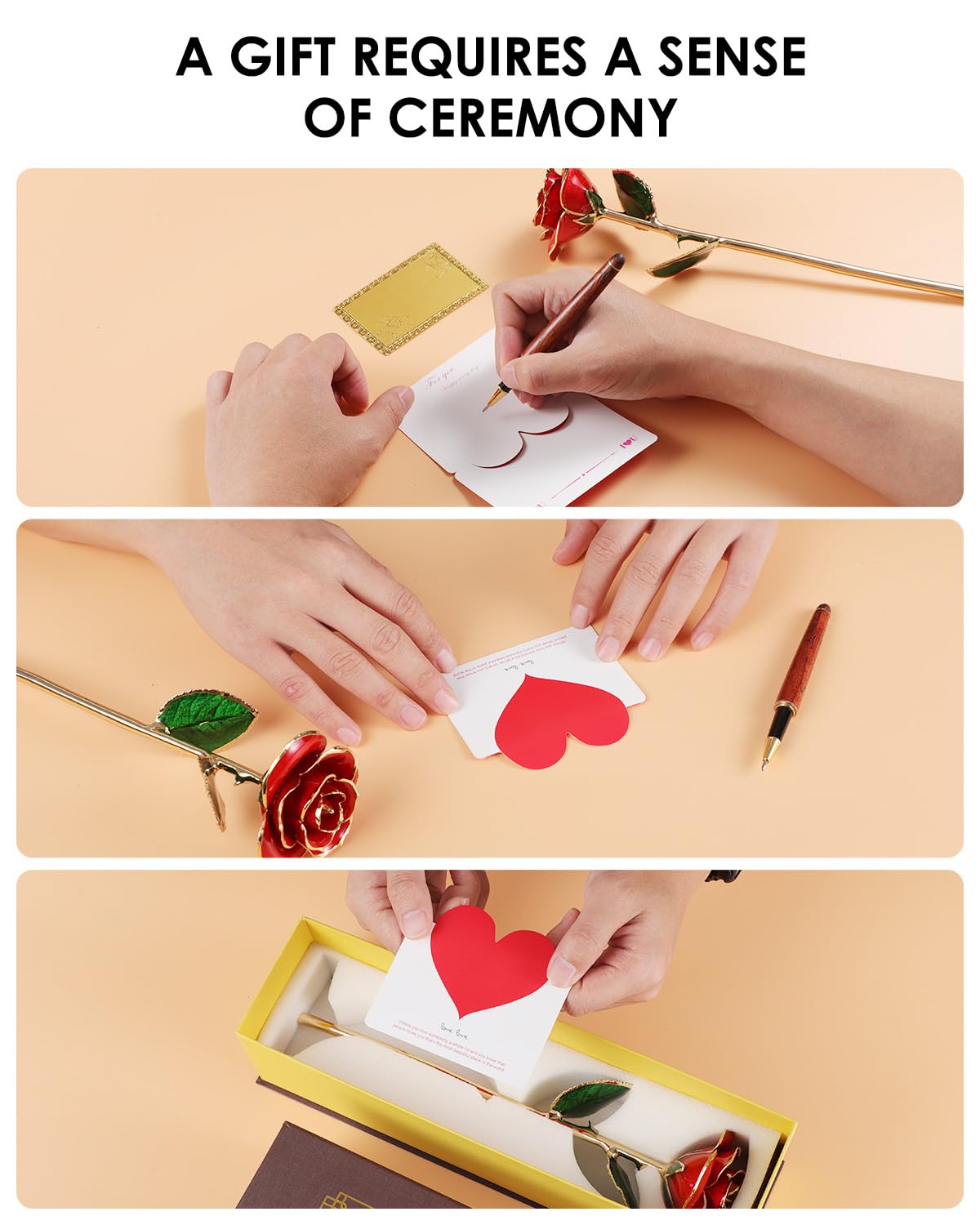 ECO SPACE Gold Dipped Rose - Hand-Dipped Real 24K Gold Rose - Genuine One of a Kind - Eternal Romantic Present for Her - Perfect for Valentines, Mother's Day, Anniversary, Birthday (Red)