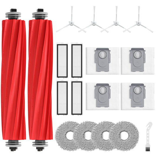 19 Pack Replacement Parts for Qrevo S/Qrevo Pro/Qrevo MaxV Robot Vacuum Cleaner Accessories Replacement Kits (2 Rolling Brush + 4 HEPA Filters + 4 Dust Bags + 4 Mop Pads + 4 Side Brushes)