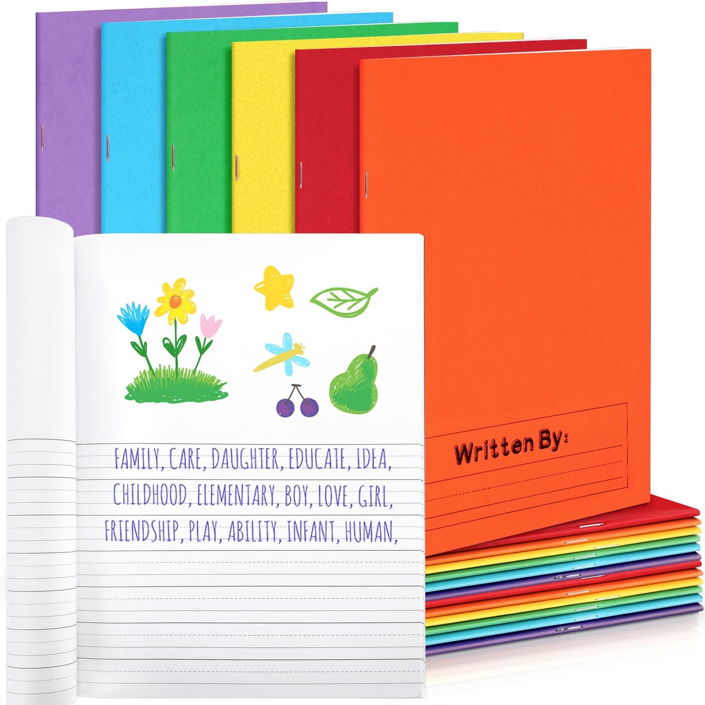 Henoyso 24 Pcs Primary Composition Notebook K-2 Primary Journal, Notebook for Kids Supplies, Bulk Blank Writing Book for Kid to Write Draw Journal 60 Page (9.8″ X 7.5″,Colorful)