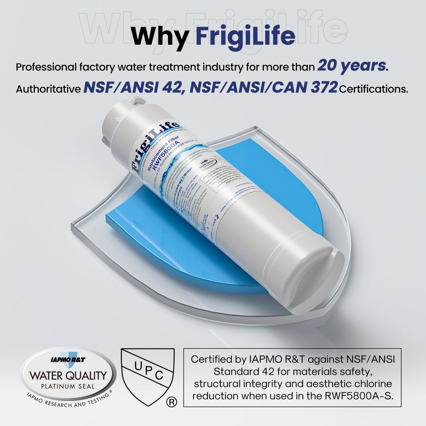 FrigiLife RWF5800A Replacement for Frigidaire EPTWFU01, EWF02, Pure Source Ultra II, PureSource Ultra 2, SCWFTCTO1, EPTWFUO1, GP006, CLCH128, SMF1007, DE022 TH-01 MR022 Refrigerator Water Filter 4PACK