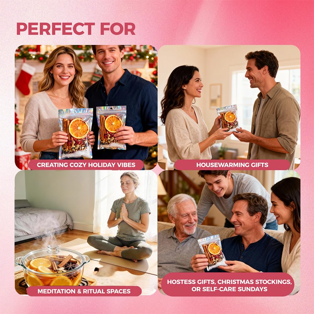 Simmer Pot Potpourri, Simmer Pot Mix, Intention Simmer Pot Blends, Stovetop Simmering Potpourri with Natural Ingredients for Hostess Gifts, Meditation & Ritual Spaces (6 pcs)