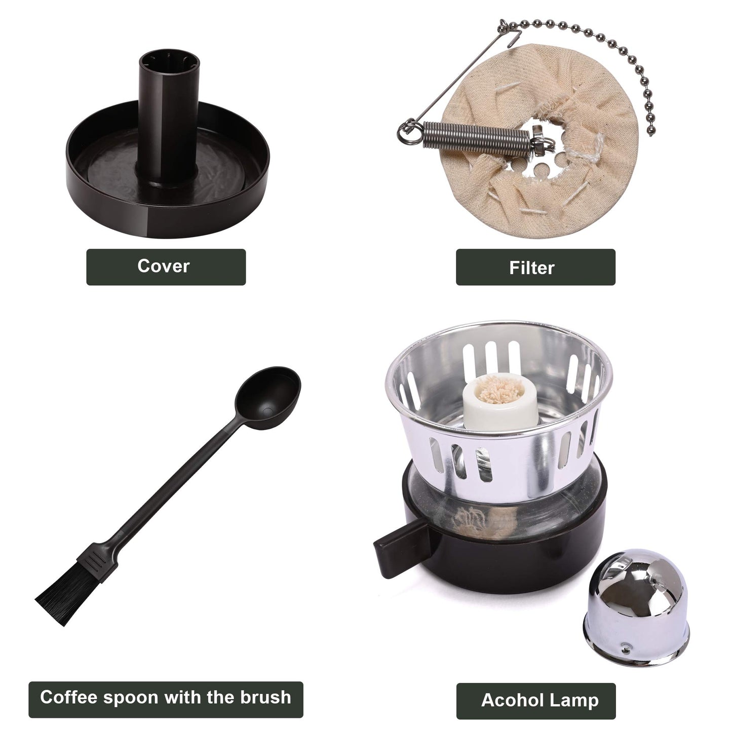 LUEUR Siphon Coffee Maker, Vacuum Coffee Brewer, Heat-Resistant 5-Cup Glass Siphon Coffee Maker with Reusable Cloth Filter, Hot Tea Maker for Home, Household and Office