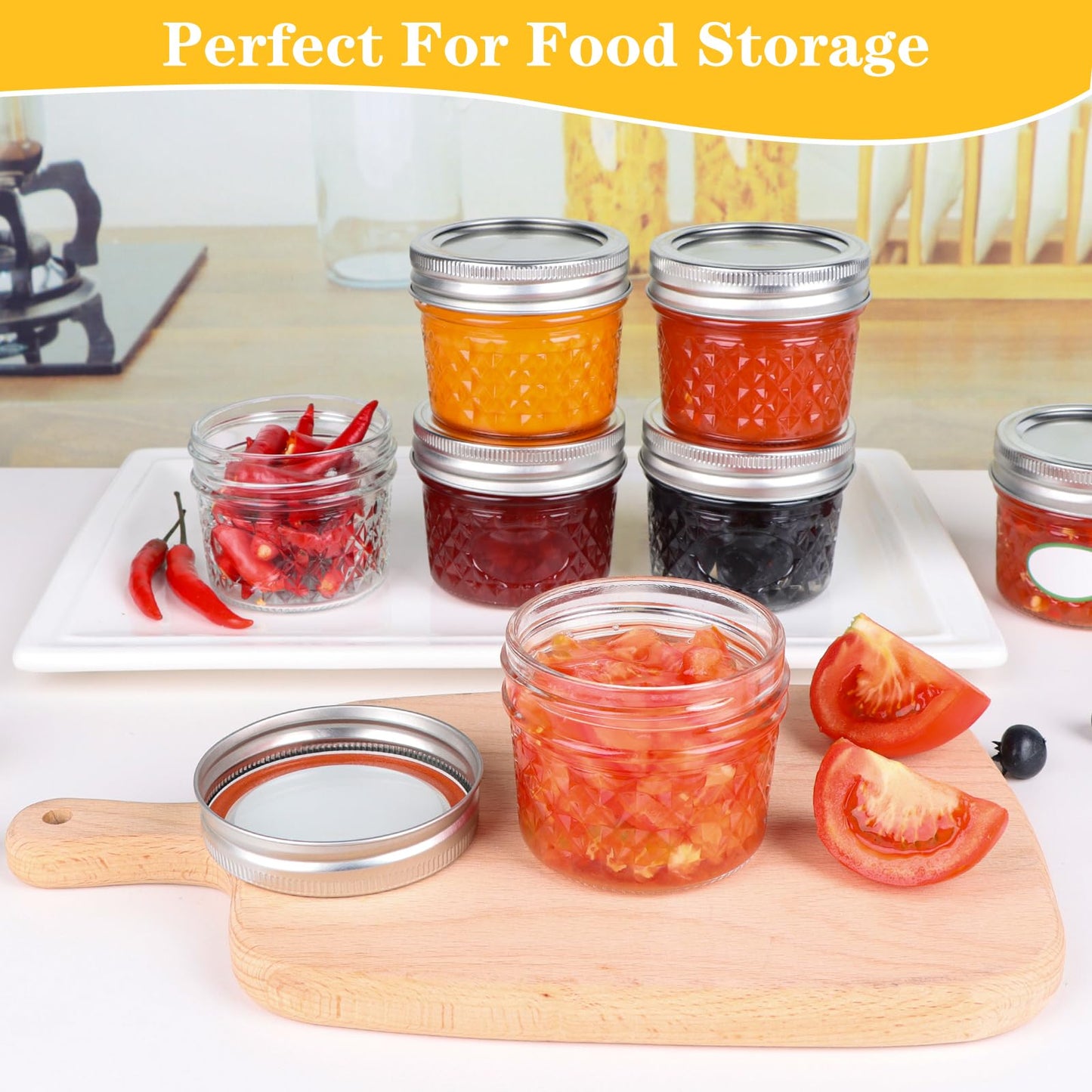 UrSpeedtekLive 40 Pack 4 oz Mason Jars with Regular Lids and Bands, Small Canning Jars, Mini Glass Jars for Jelly Jam Honey DIY Projects