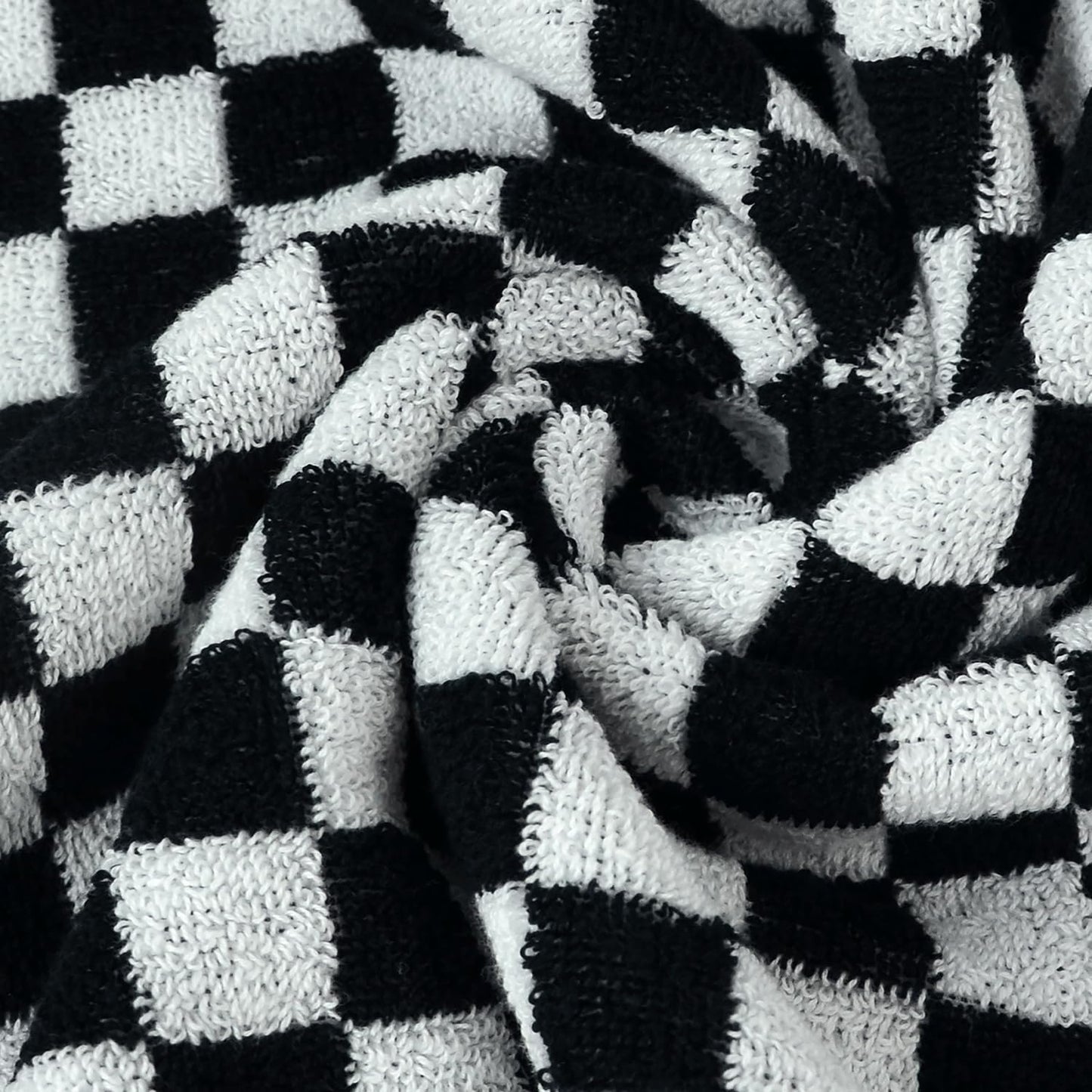 Jacquotha Black and White Hand Towels 4 Pack, Cotton Decorative Bathroom Hand Towels & Checkered Kitchen Decor, 13" x 29"