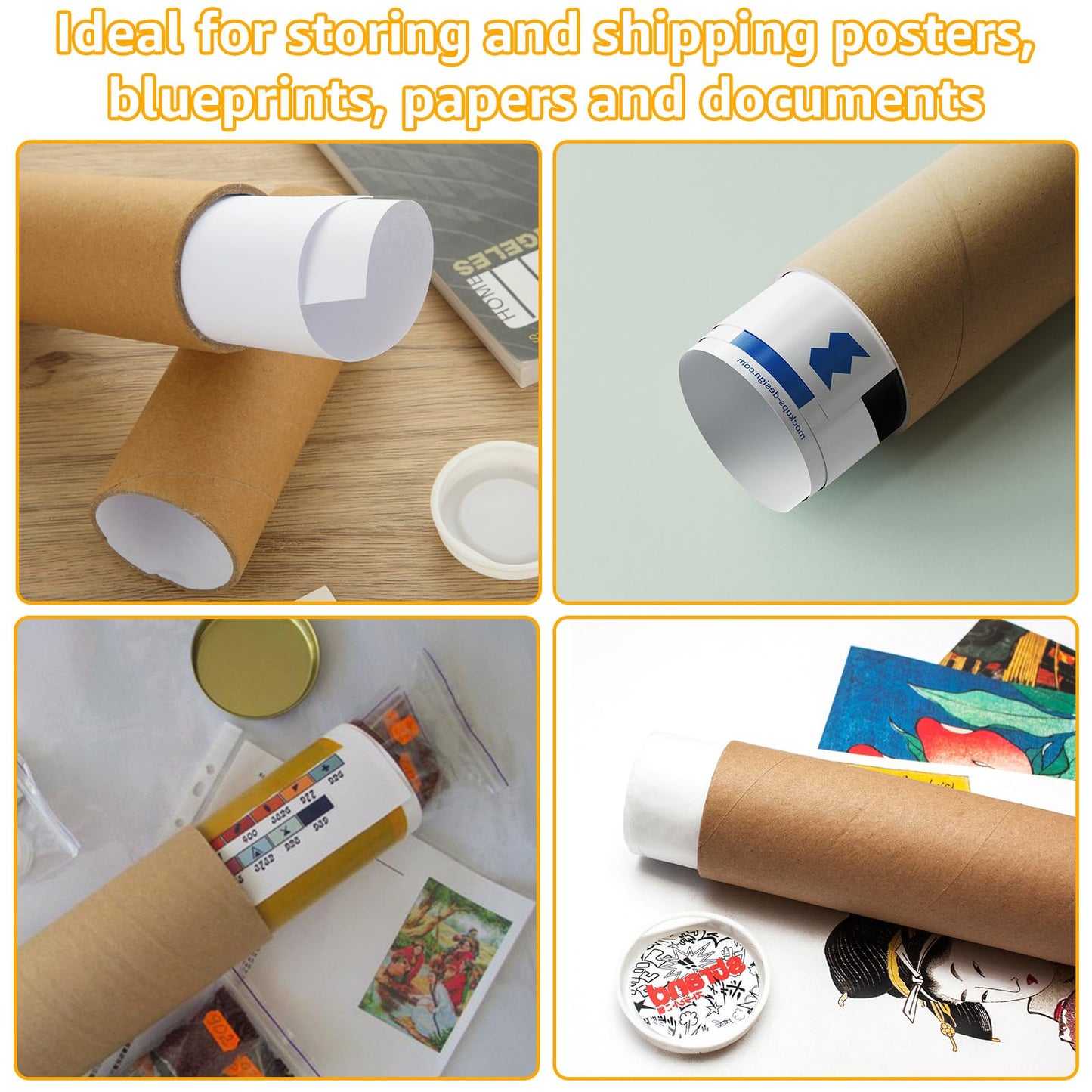 LOYORTY 40PCS 2" x 6" Mailing Tubes with Caps, Small Cardboard Shipping Tubes,Kraft Paper Tube Mailers for Shipping, Packing, Art Prints, Maps, Blueprint