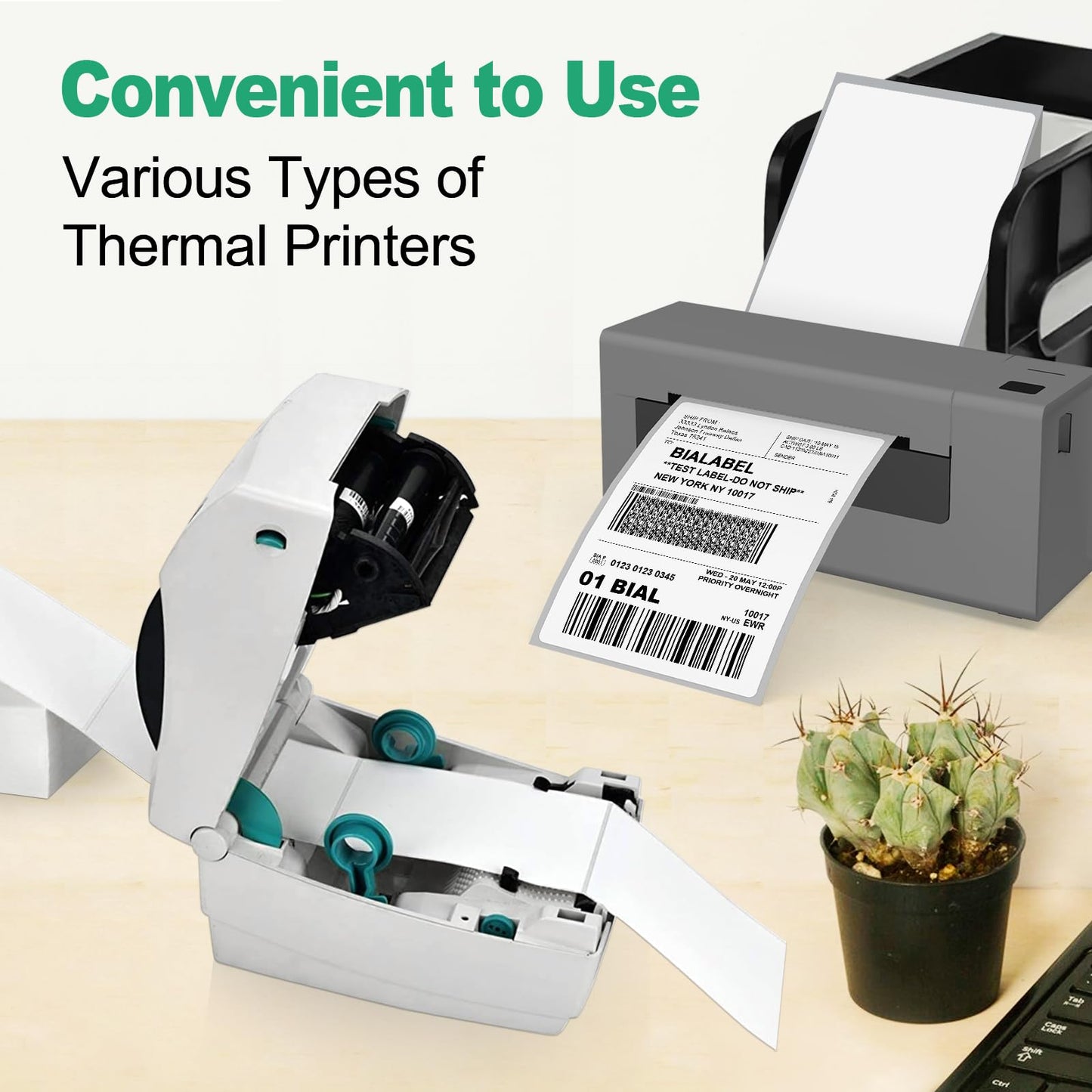 4 Stacks 4" x 6" Folded Thermal Labels, 2000 Pcs Thermal Label Printer Paper for Rollo Label Printers and Zebra, Commercial Grade