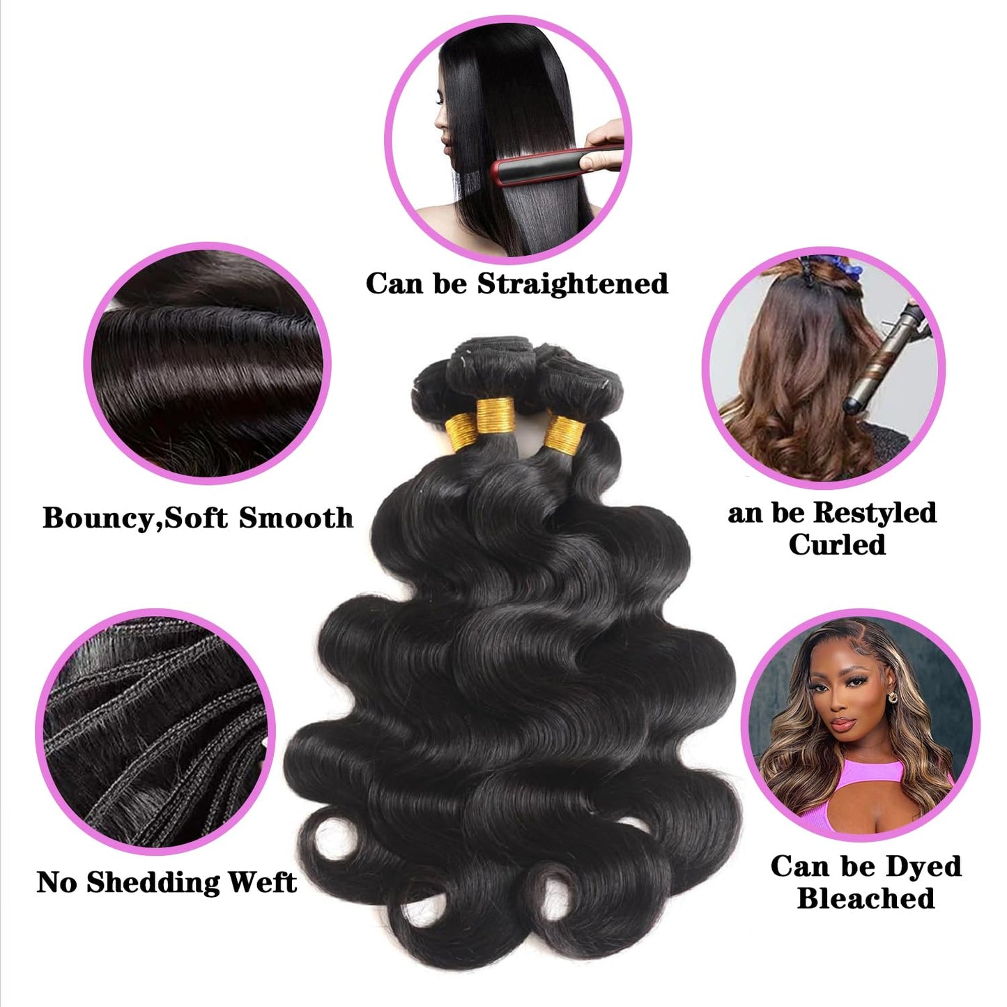 12A Human Hair Bundles 18 20 22 24 Inch Body Wave Bundles Human Hair 100% Unprocessed Brazilian Virgin Hair Body Wave 4 bundles Deals Human Hair Extensions Quick Weave For Black Women Natural Black
