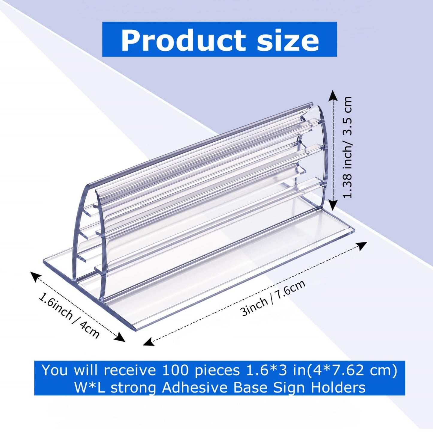 Fulmoon 100 Pcs Sign Holder, Adhesive Base Sign Holders Multiple Uses for Counters, Warehouses, Base Holders with Strong Adhesive (1.6 * 3in)