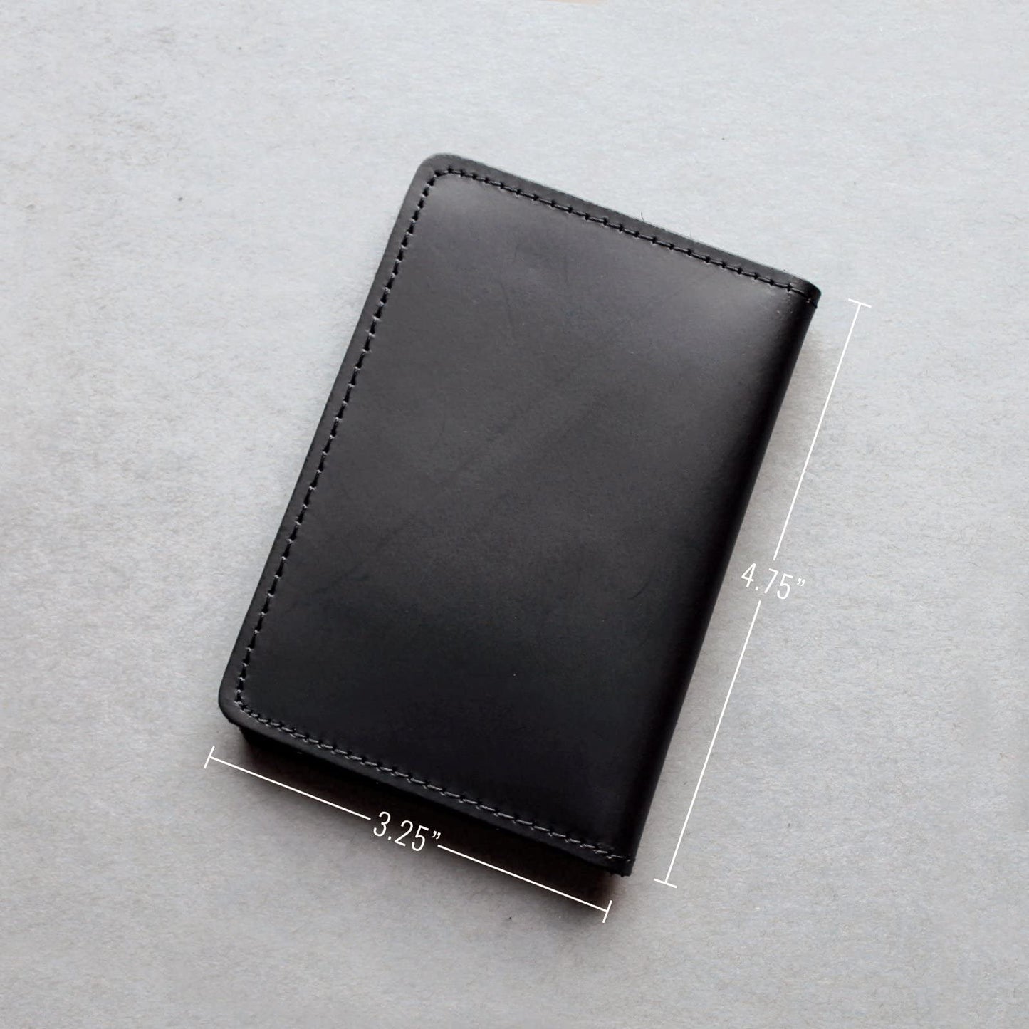 ASR Federal Leather Bifold Minimalist Double ID Card Credential Holder (Smooth Black)