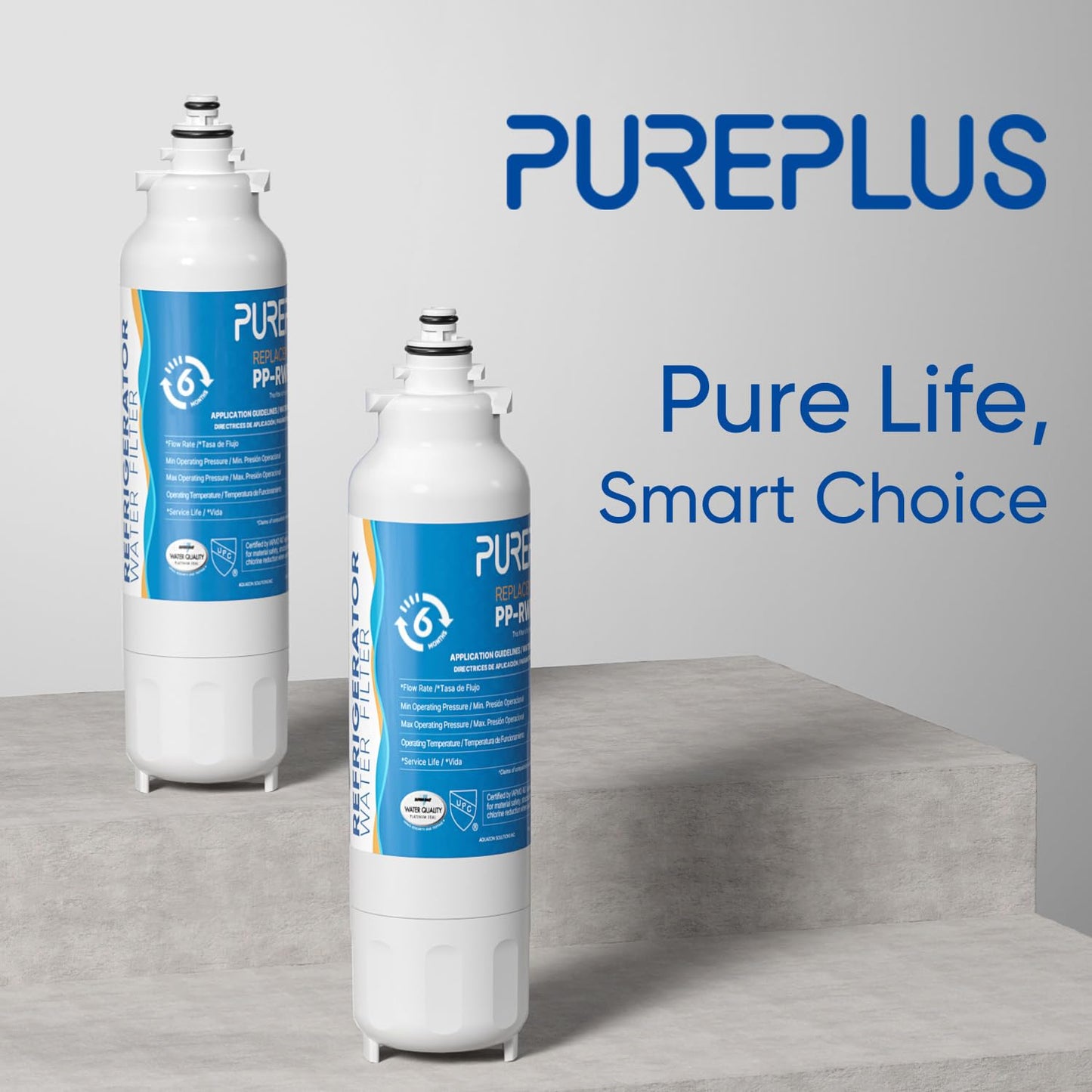 PUREPLUS Replacement for ADQ73613401, LG® LT800P®, LT800PC, ADQ736134, ADQ73613402, LSXS26326S, LSXS26366S, LMXS30776S, LSXS26366D, LMXC23746S, 46-9490, Refrigerator Water Filter, 4 Pack