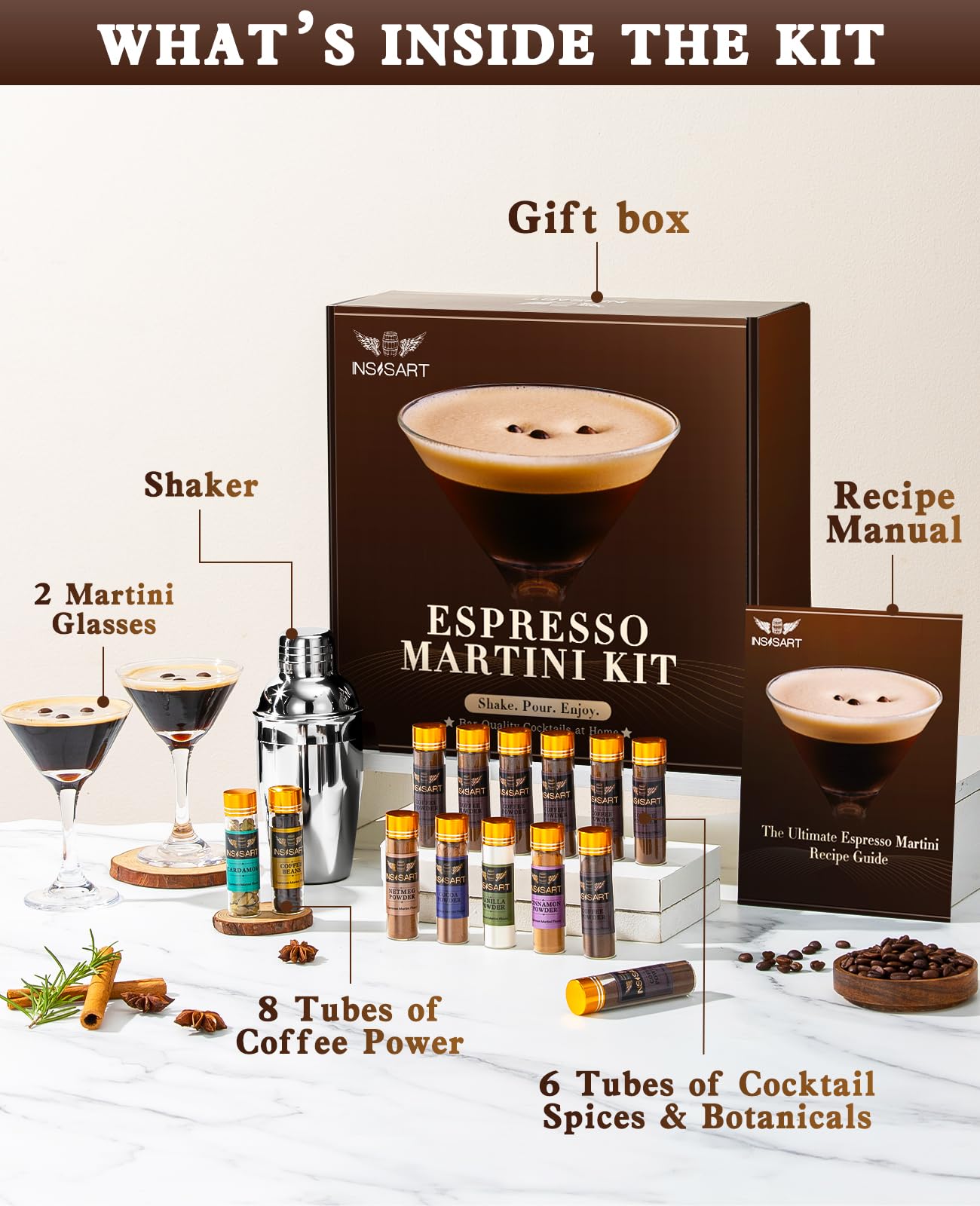 Espresso Martini Gift Kit - All-in-One Cocktail Maker with Espresso Mix & Bar Tool, Ideal Gift for Women, Coffee Lovers, Cocktail Enthusiasts