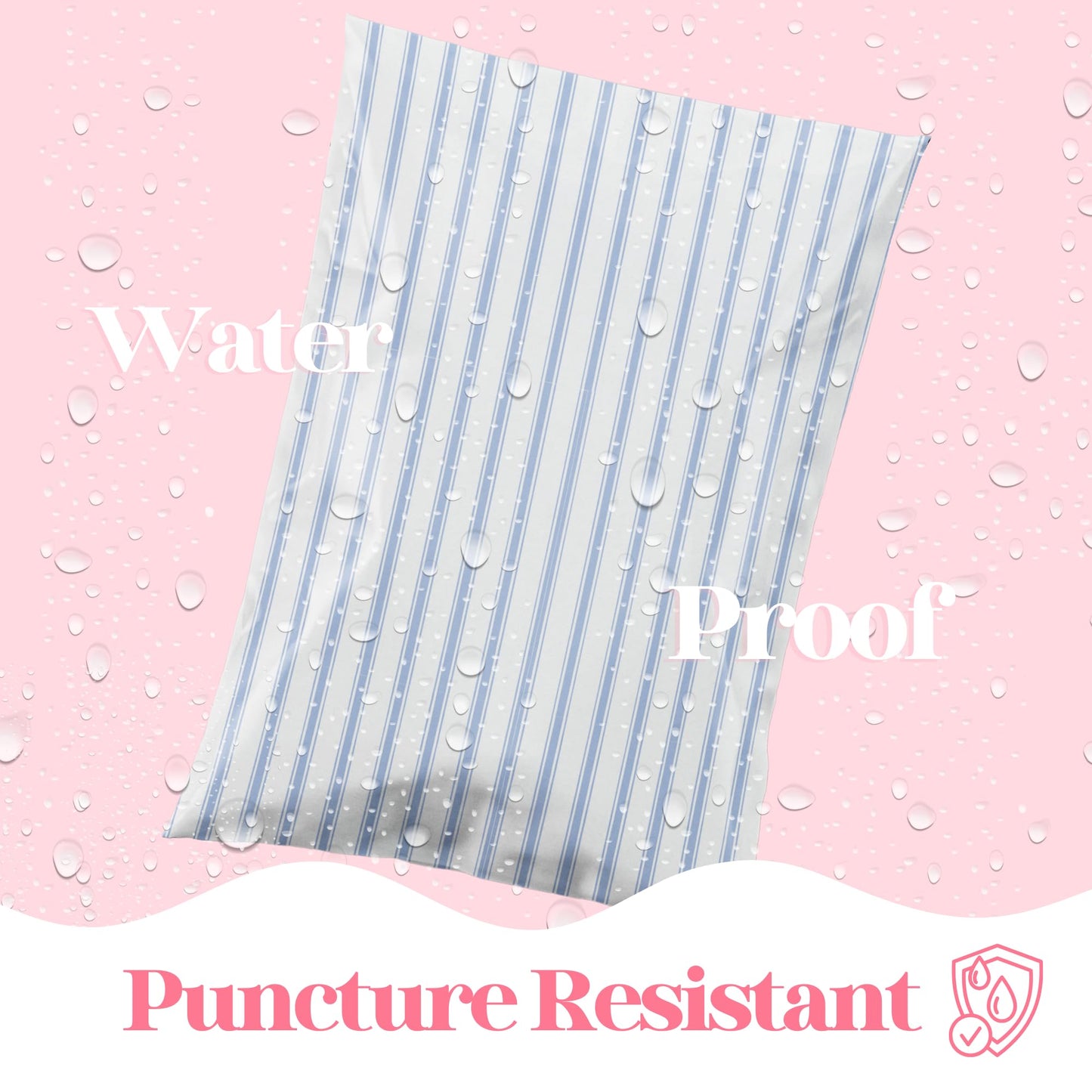 Pretty Package Store 14.5x19 Designer Poly Mailer 100 Pack Heavy Duty Waterproof Self Seal Shipping Bags for Small Business Large Mailing Envelopes Bulk Tear Resistant Packaging Blue Stripe