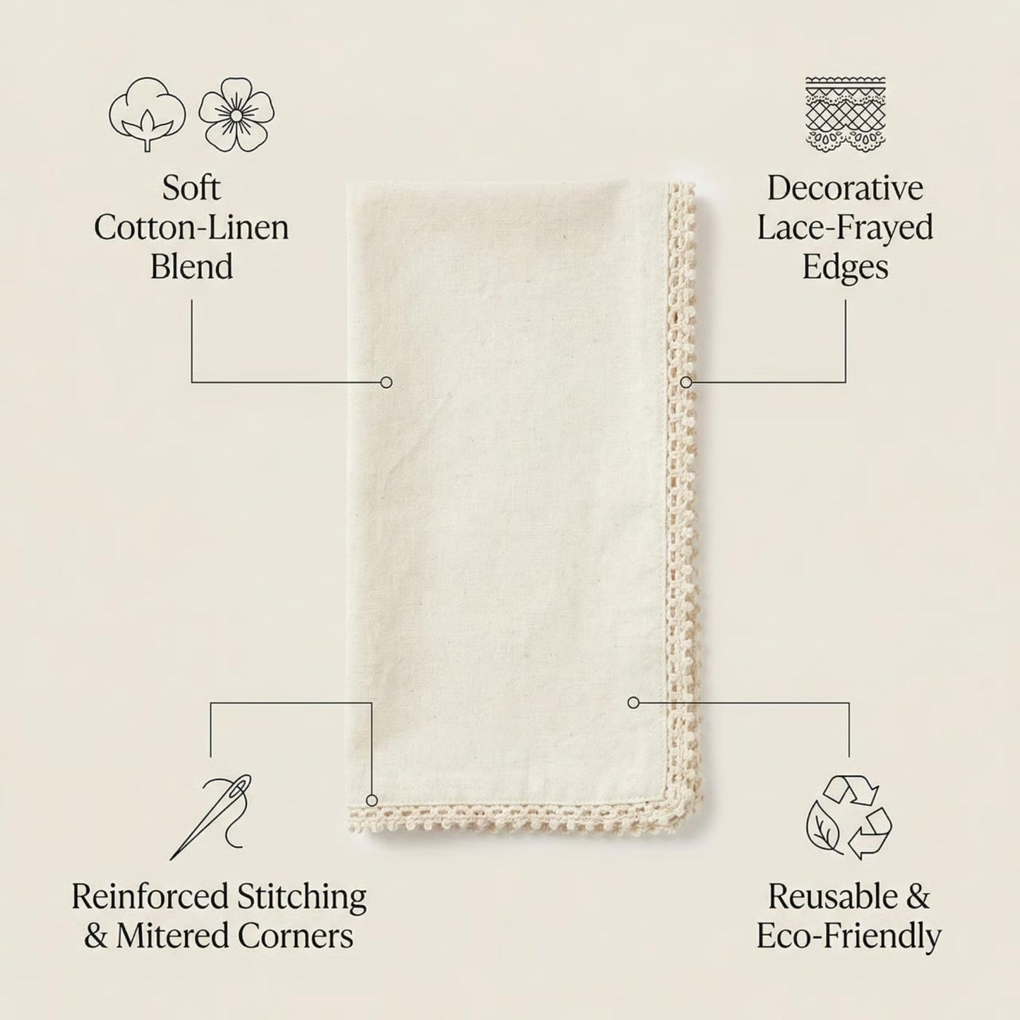ACCENTHOME Natural Cloth Napkins Set of 12 18x18 inch Cotton Dinner Napkins - Washable Soft Premium Hotel Quality Reusable Napkins Perfect Table Napkins for Family Dinners, Weddings & Everyday Use