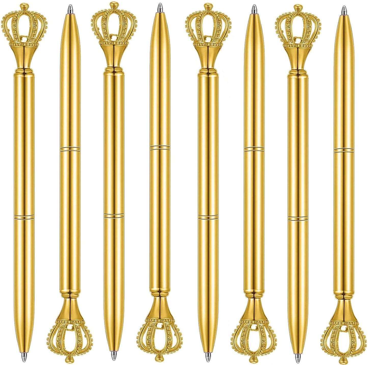 WAYTOSUC 24PCS Ballpoint Pens Set Bling Wedding Anniversary Crystal Metal Ballpoint Pens Fancy Pens Birthday Bridal Shower Return Gifts for Women Girls School Office Supplies (Gold Crown Pen,24)