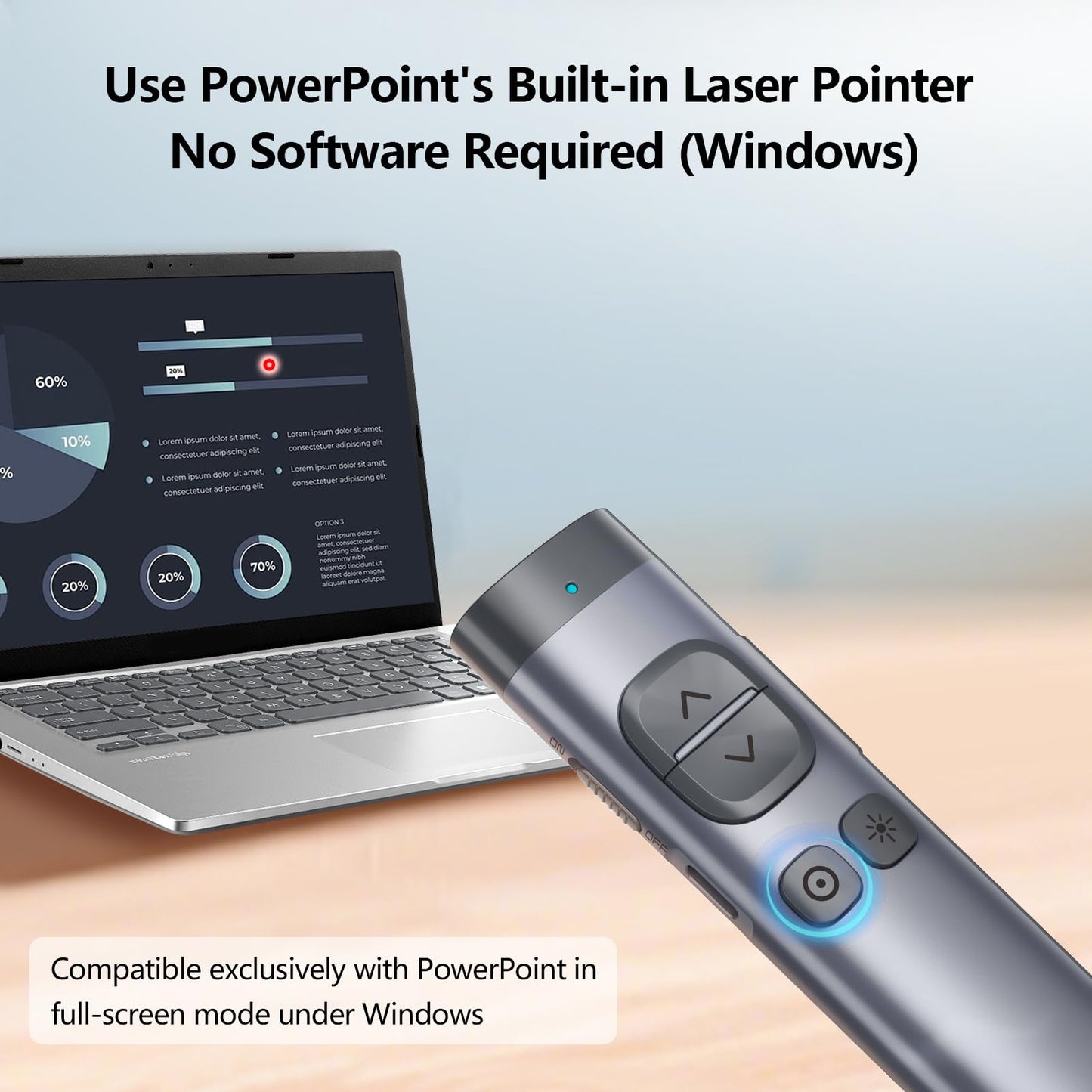 Norwii N97s TV Screen Presentation Clicker with 32G Built-in Receiver, PowerPoint Clicker, Presentation Remote, Bluetooth Wireless Presenter, Digital Pointer for TV Screen Under Win/Mac