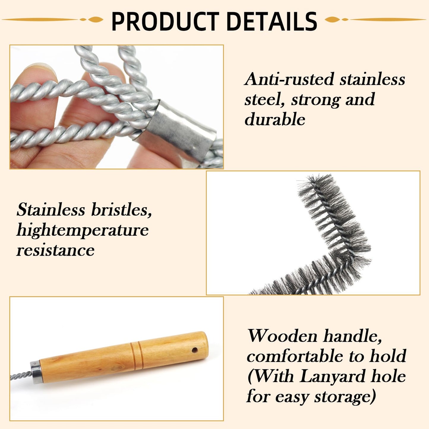 3 Pieces Fryer Cleaning Tools, Stainless Steel Deep Fryer Cleaning Tools, Including Basket Fryer Brush, L-Shape Deep Fryer Cleaning Brush and Fryer Cleanout Rod, Air Fryer Cleaning Brush Tools