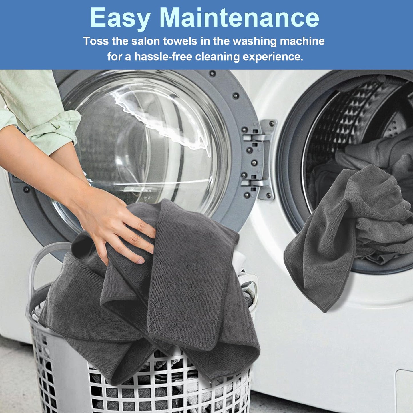 UNIMADE 48 Pack Gym Towels Set - Highly Absorbent and Quick Drying Microfiber Salon Towels, Premium Hand Cloths for Bathroom, Gym, Shower, Hotel, and Spa - 16x27 inch (Grey)