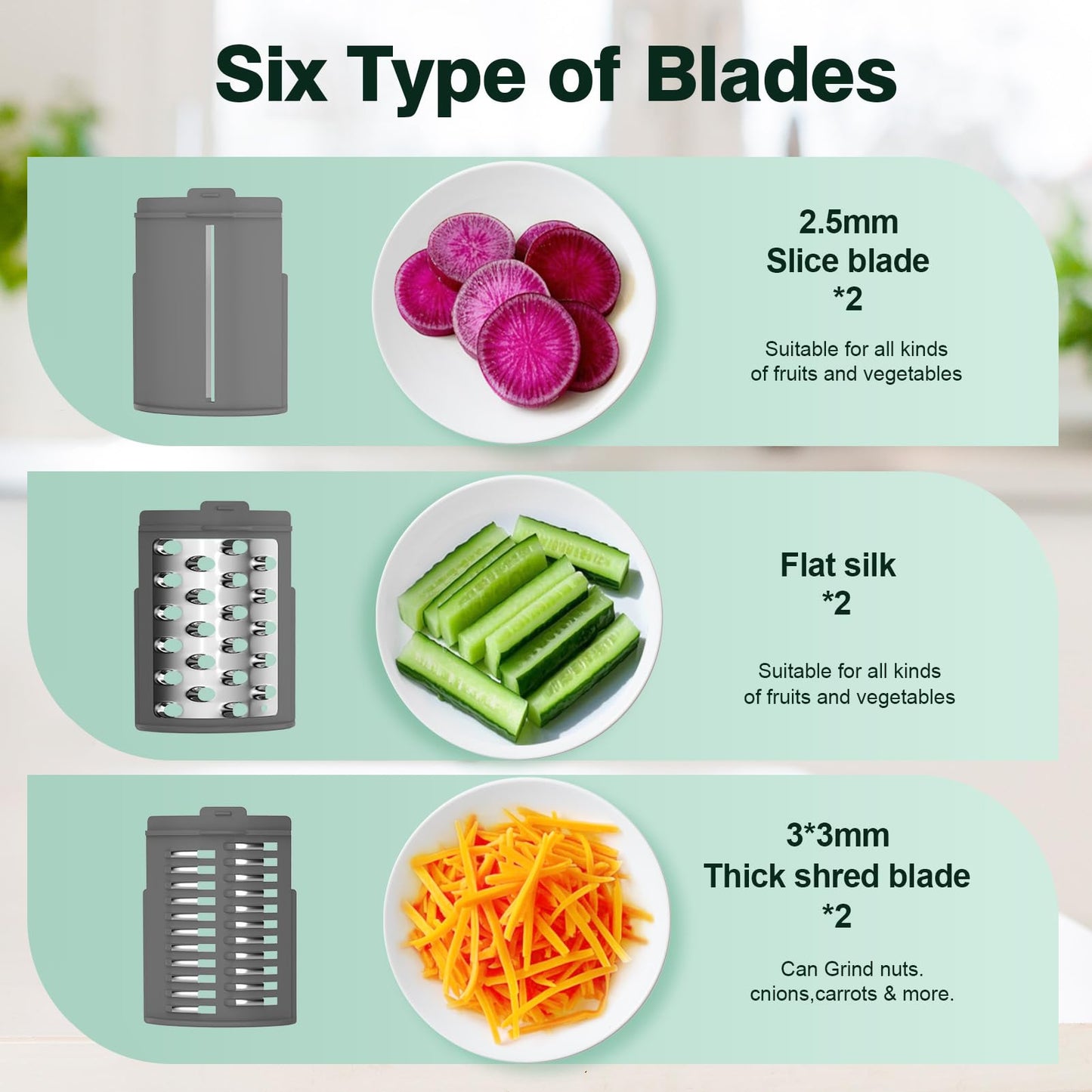 ZqoZqo Upgraded Electric Cheese Shredder, Automatic Cheese Grater Electric with 6 Interchangeable Blades, 6 in 1 Electric Cheese Grater for Cheese, Fruits, and Vegetables