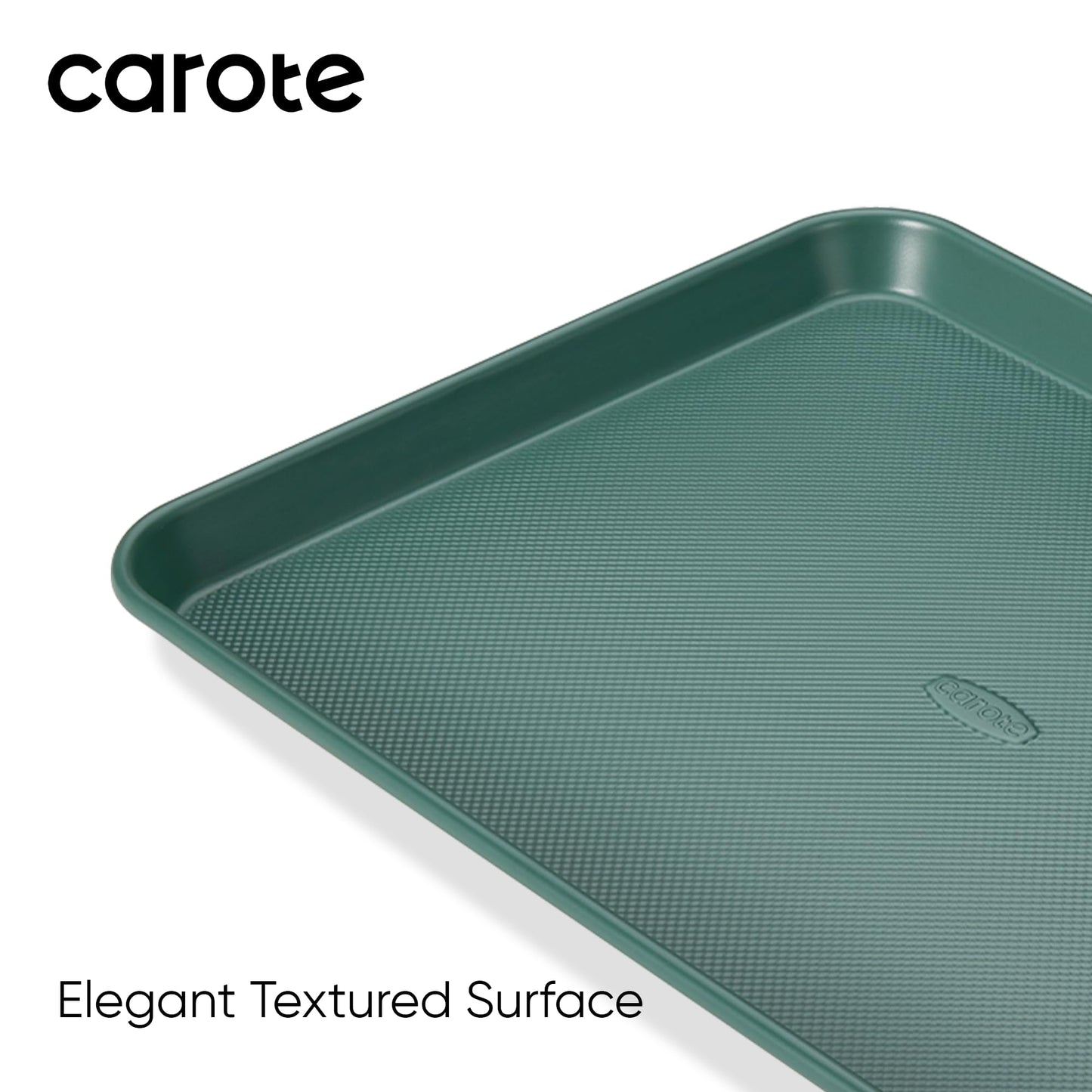 CAROTE 3-Piece Baking Pan Set - Bakeware Set, Baking Sheet Set Including 13 Inch 15 Inch 17 Inch Sheet Pan, Cookie Sheet for Baking, Deep Olive Green