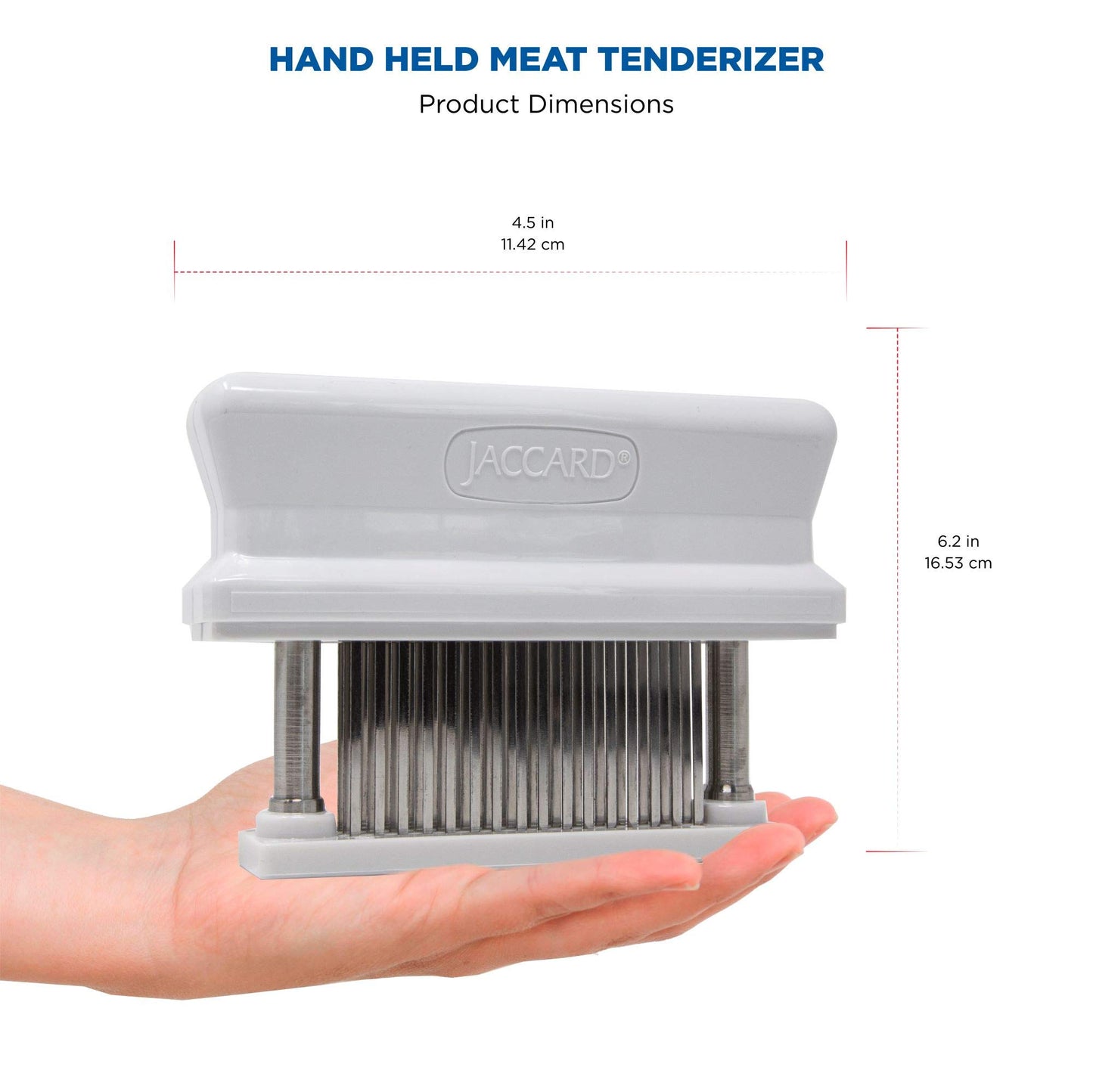 Jaccard 200348, 48 Blade Durable Meat Tenderizer with Stainless Steel Razor Sharp Needle, Cooking Gadget for Tenderizing Chicken, Beef, Pork, Veal, BBQ, White