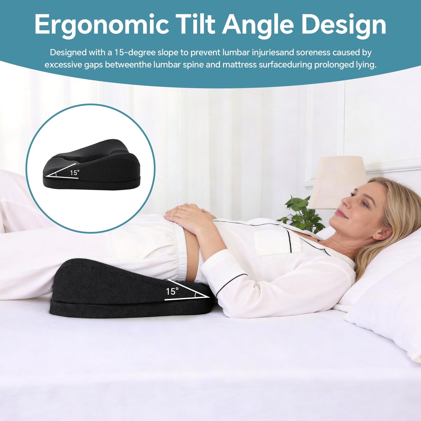 BALAPET Adjustable Bed Sore Cushions for Butt, 2-Layer Memory Foam Bedsore Pressure Relief Pillow for Sleeping and Sitting, Removable T Shaped Opening Tailbone Cushion for Wheelchair (Black)