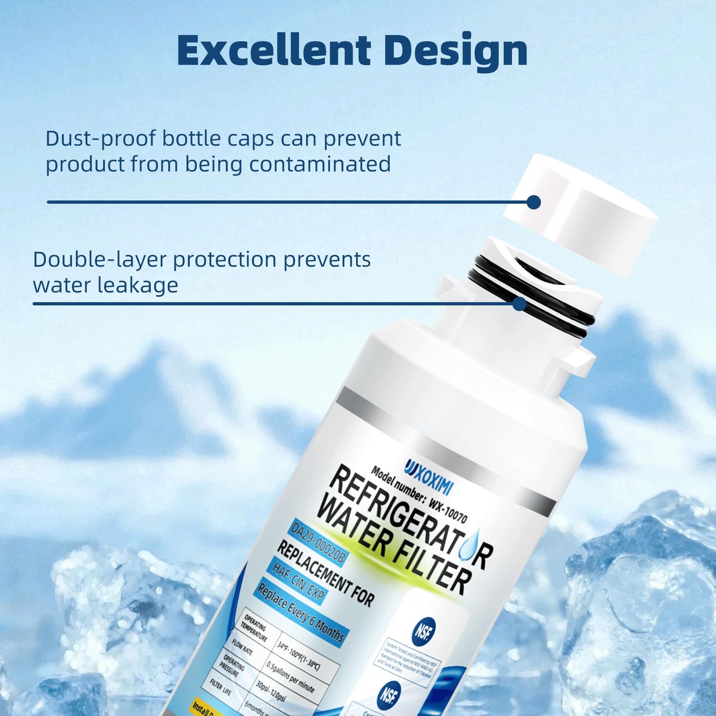 DA29-00020B Water Filter Replacement for Samsung HAF-CIN/EXP RS25J500DSR RF28HMEDBSR RS25H5111SR RF28HFEDTSR RF4287HARS