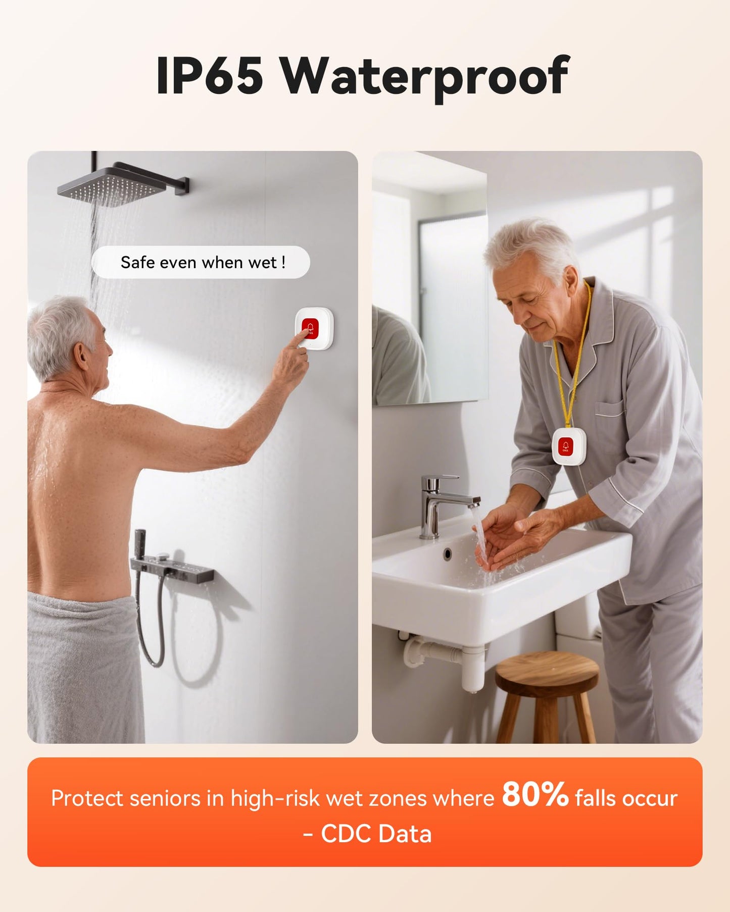 PILSAMAS WiFi Caregiver Pager Wireless Call Button with App Alert, Medical Alert Systems for Seniors No Monthly Fee with 2 Emergency Call Button, Alert Button for Seniors at Home
