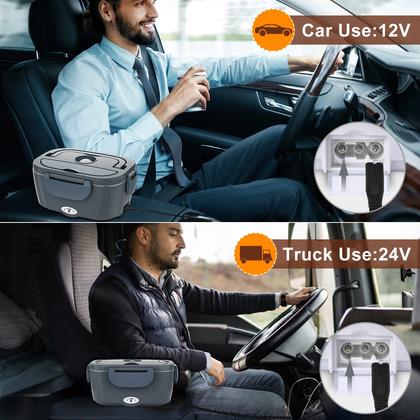 Electric Lunch Box for Adults,Portable Heated Lunch Box Food Warmer 80W Fast Heating Lunchbox 12/24/110/220V,1.5L Lonchera Eléctrica Portátil Car/Truck/Driveror/Dad/Husband, Gift for Fathers Day