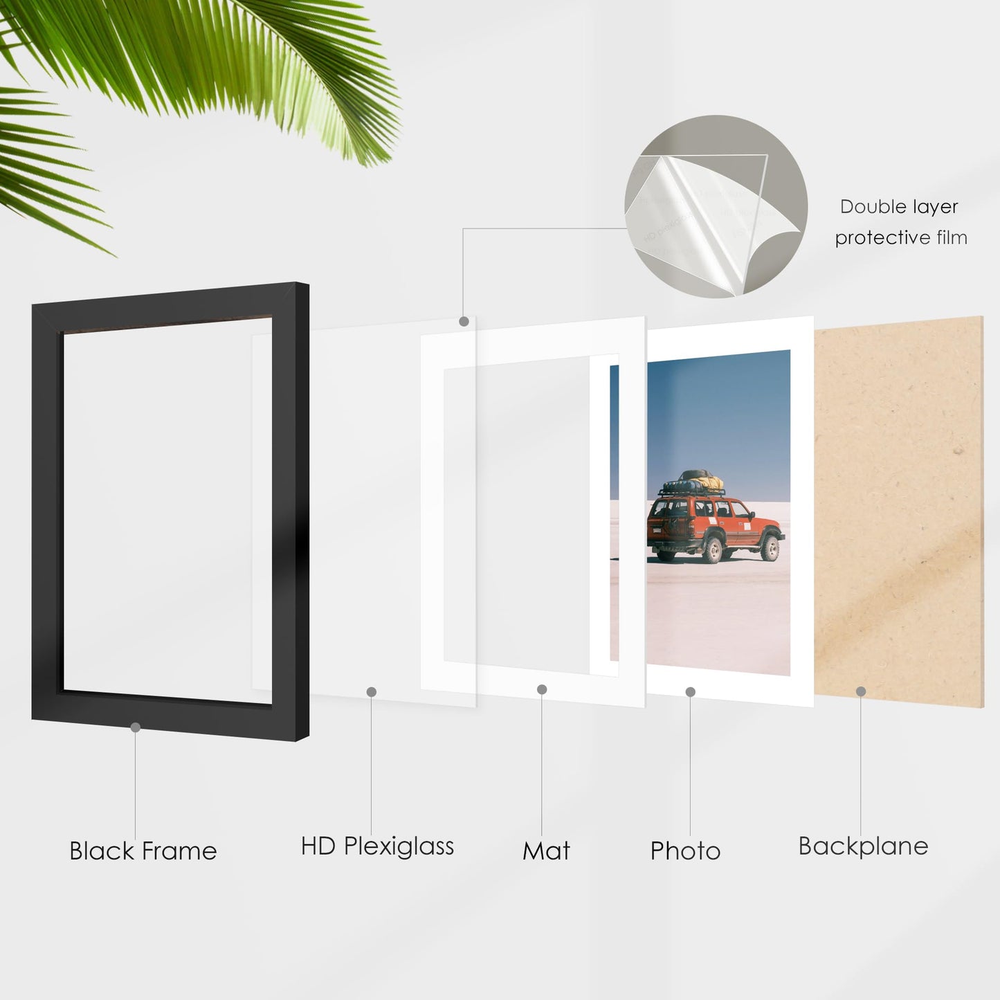 Fisnish 12x12 Picture Frame Sef of 10, Display Pictures 8x8 with Mat or 12 x 12 Without Mat, Photo Frame Collage for Wall Gallery Decor, Wall Mounted, Black
