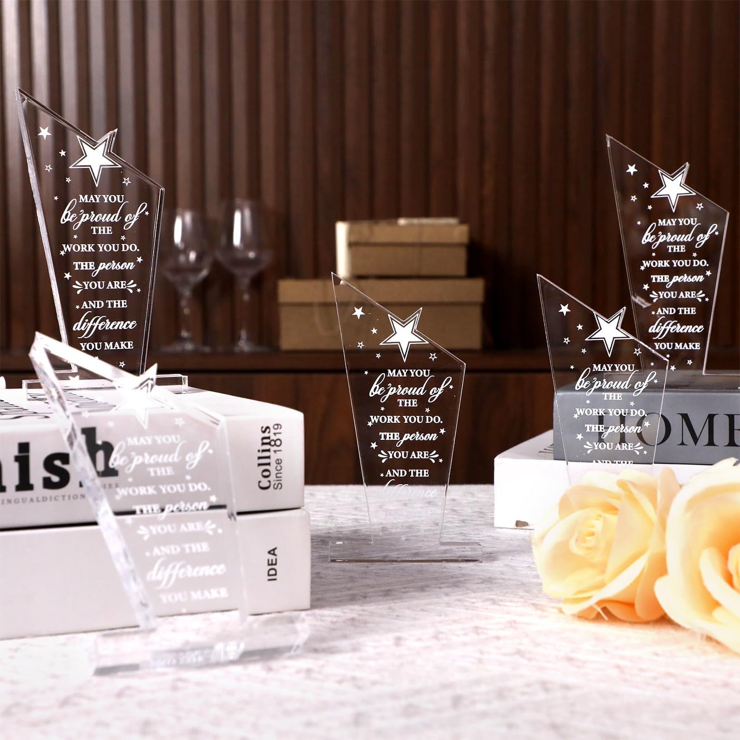10Pcs Employee Appreciation Awards Gifts Inspirational Thank You Acrylic Trophy for Coworker May You Be Proud of The Work You Do Prizes Giftsfor Adults Employee Party Office Decorations