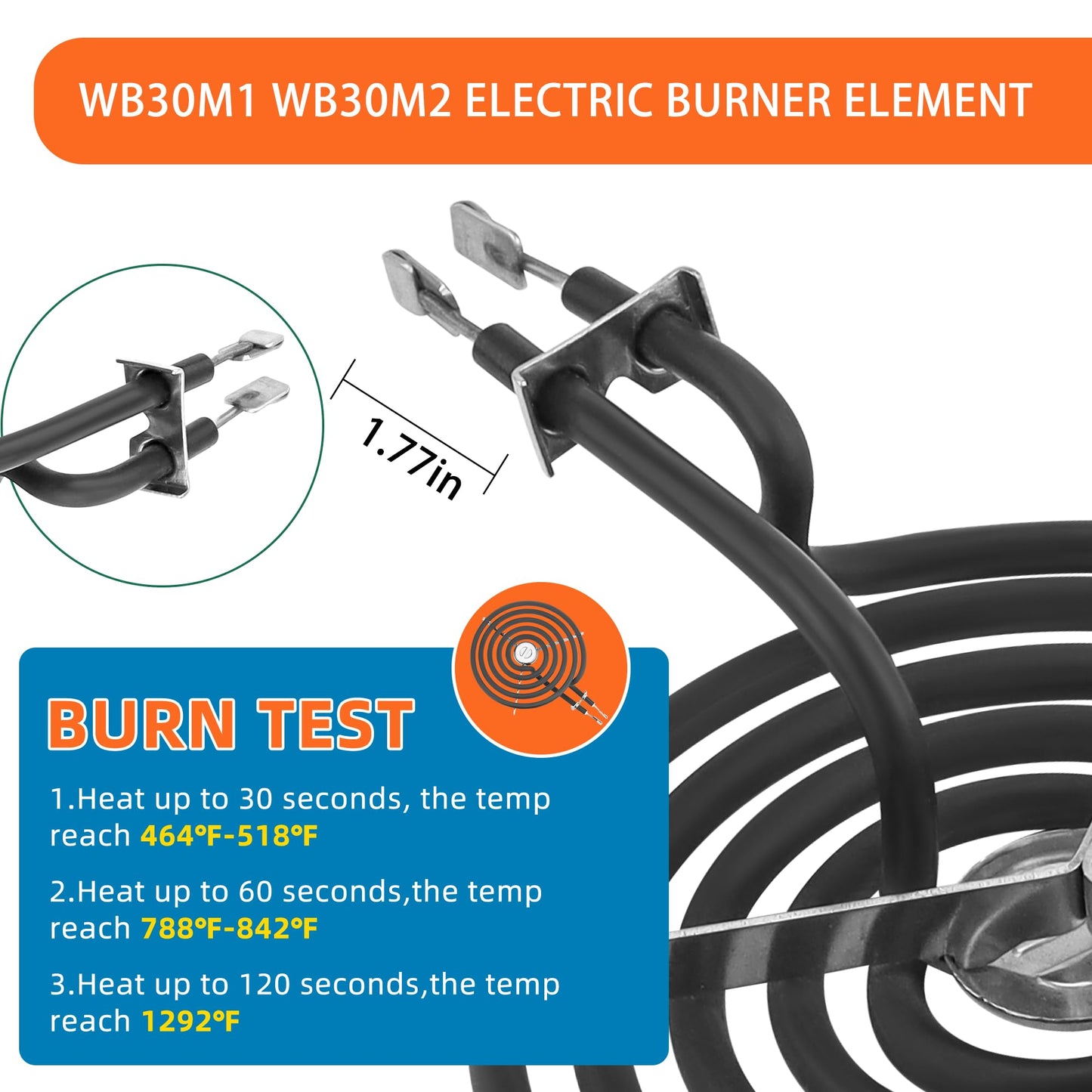 WB30M1 WB30M2 Electric Stove Burner Replacement 4Packs,Includes 2 WB30M1 (6") and 2 WB30M2 (8")-By MIFLUS,Compatible for G-E Hot-point Ken-more Range Stove Electric Burner