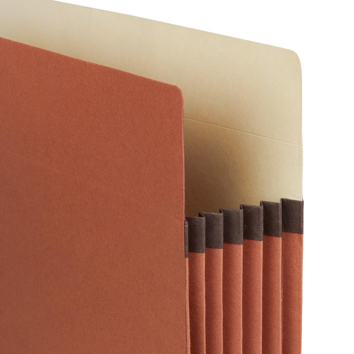 Blue Summit 10 Redwell Folders Letter Size, Brown Accordion File Folders, 5.25” Red Rope Expandable Pockets, Expanding Organizer