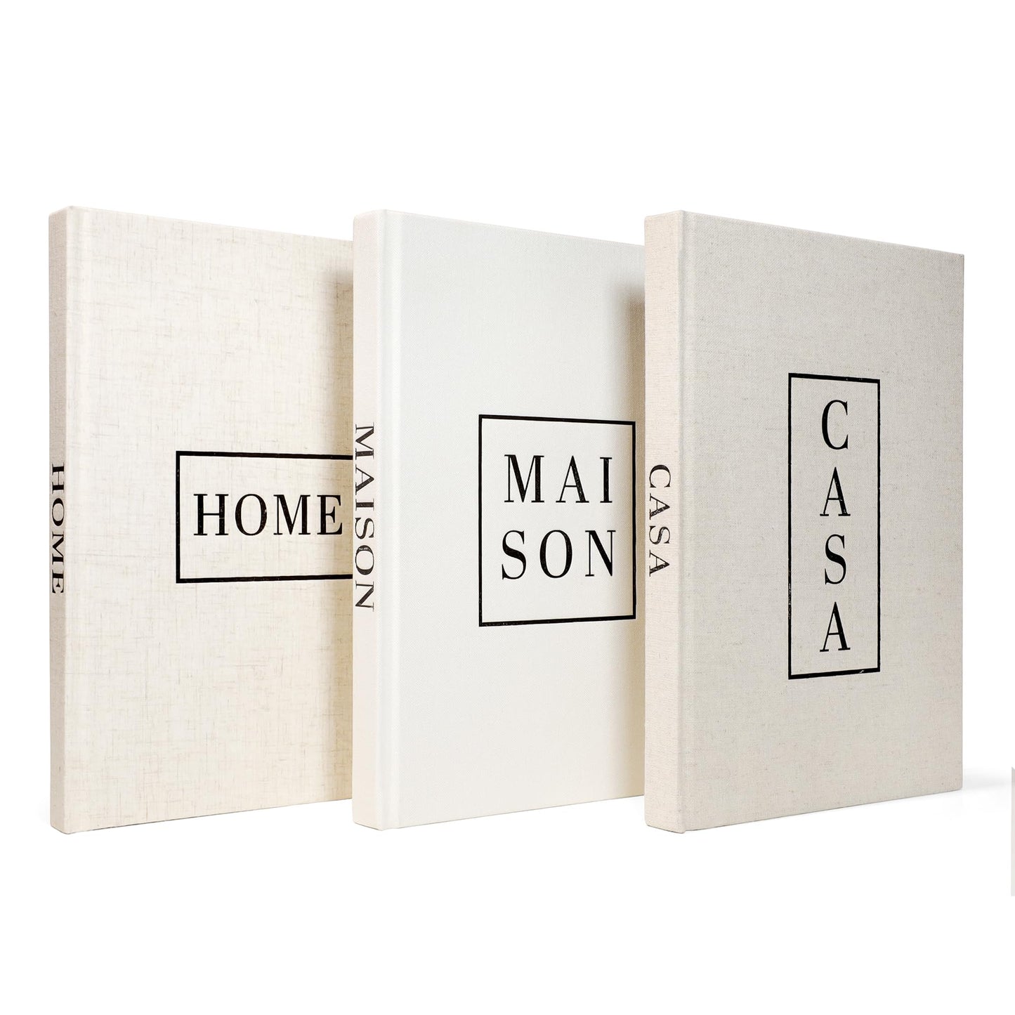 Linen Neutral Coffee Table Books Set of 3,Fashion Designer Hardcover Blank Book Stack, Modern Decorative Books for Home Decor XL Coffee Table Decoration - Stylish Display Book