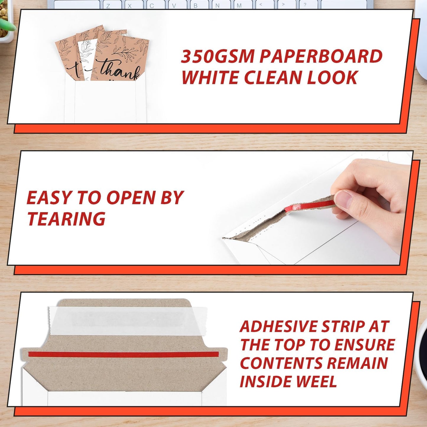 party greeting 200 Pcs 6.5 x 4.5 Rigid Mailers with Self Seal Envelopes Stay Flat Photo Mailers Sports Cards Rigid Envelopes for Postcard CD Comic Book Card Shipping Protector
