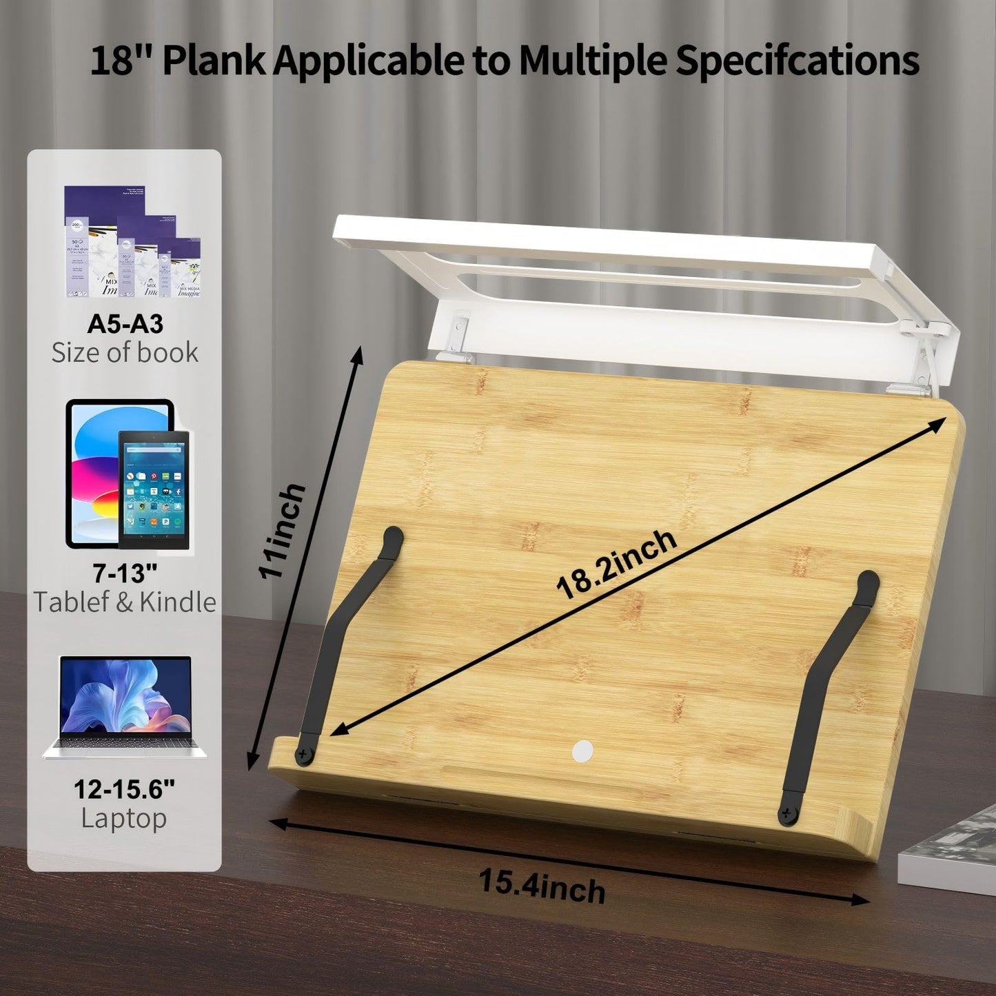 Boyanda Book Stand for Reading – Adjustable & Foldable Book Holder with High CRI 90+ No-Flicker, Eye-Caring LED Light | Anti-Blue Light & Anti-Glare | Hands-Free for Textbooks, Bibles, and Study