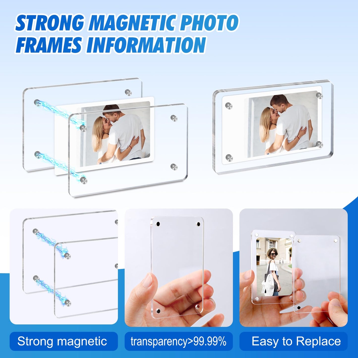 ESRICH 36 Pack-Acrylic Fridge Magnetic Frame, Mini Picture Frames, Double Sided Photo Magnet Frames for Refrigerator, Mini Clear Picture Frame, Gifts (2.36 x 3.54Inch)