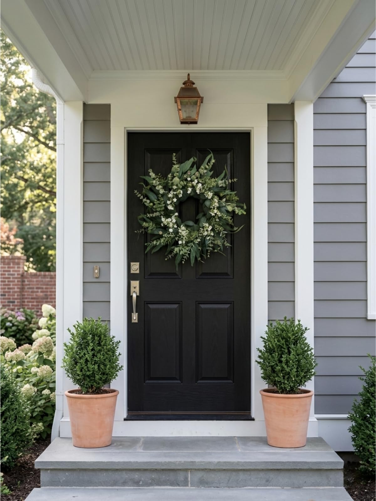 26" Eucalyptus Wreath for Front Door, Full Greenery Wreath with Baby’s Breath, Farmhouse Door Wreath, Year Round Spring Summer Wreath, Indoor Outdoor Home Decor