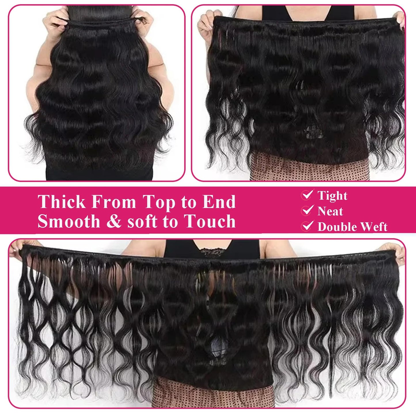 12A Human Hair Bundles Body Wave Bundles Human Hair 18 20 22 Inch 100% Unprocessed Brazilian Virgin Hair Body Wave 3 Bundles Deals Real Human Hair Extensions For Black Women Natural Black